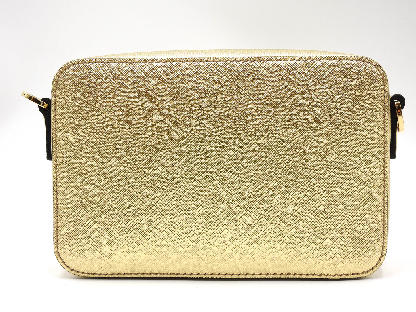 PRADA SAFFIANO TRAVEL SMALL BRIQUE Shoulder Bag Leather Gold 2VH070