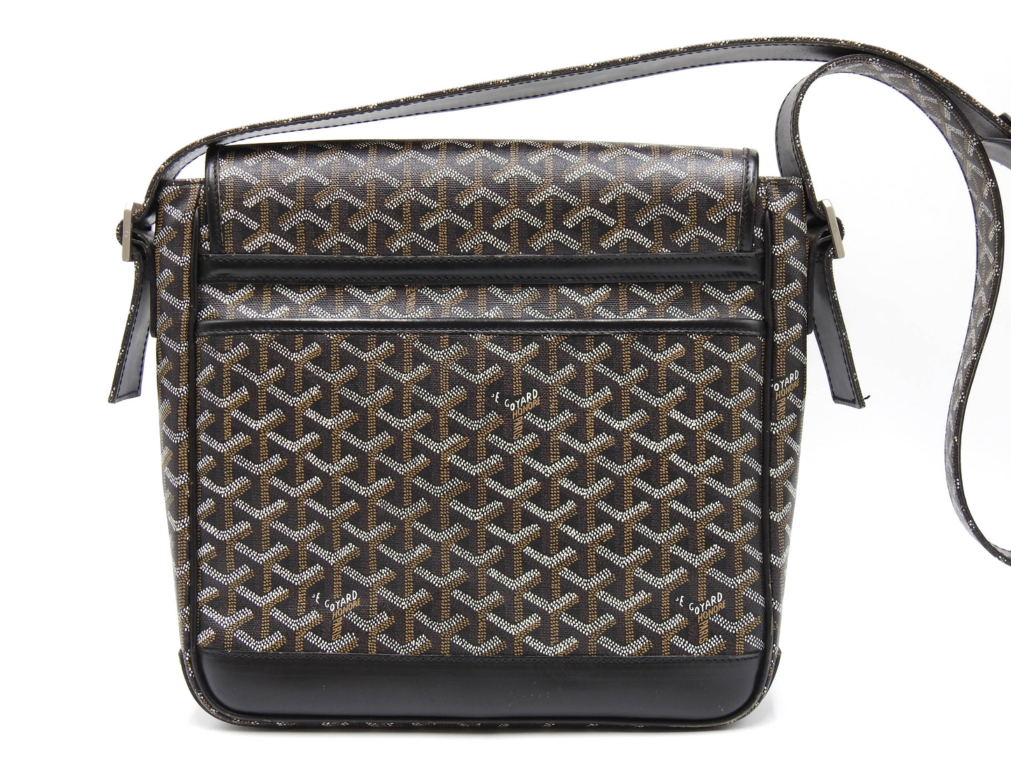 GOYARD Goyardine Grand Bleu MM Shoulder Bag PVC Canvas Leather Black Y-1802