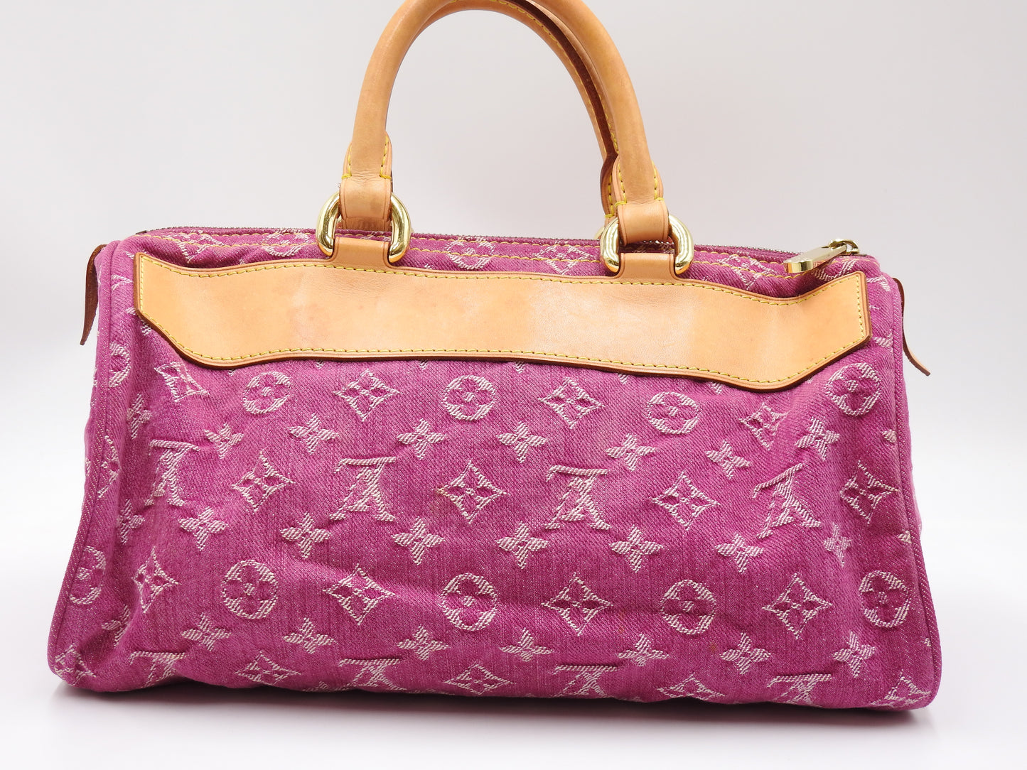 LOUIS VUITTON Monogram Denim Neo Speedy Boston Hand Bag Pink M95214