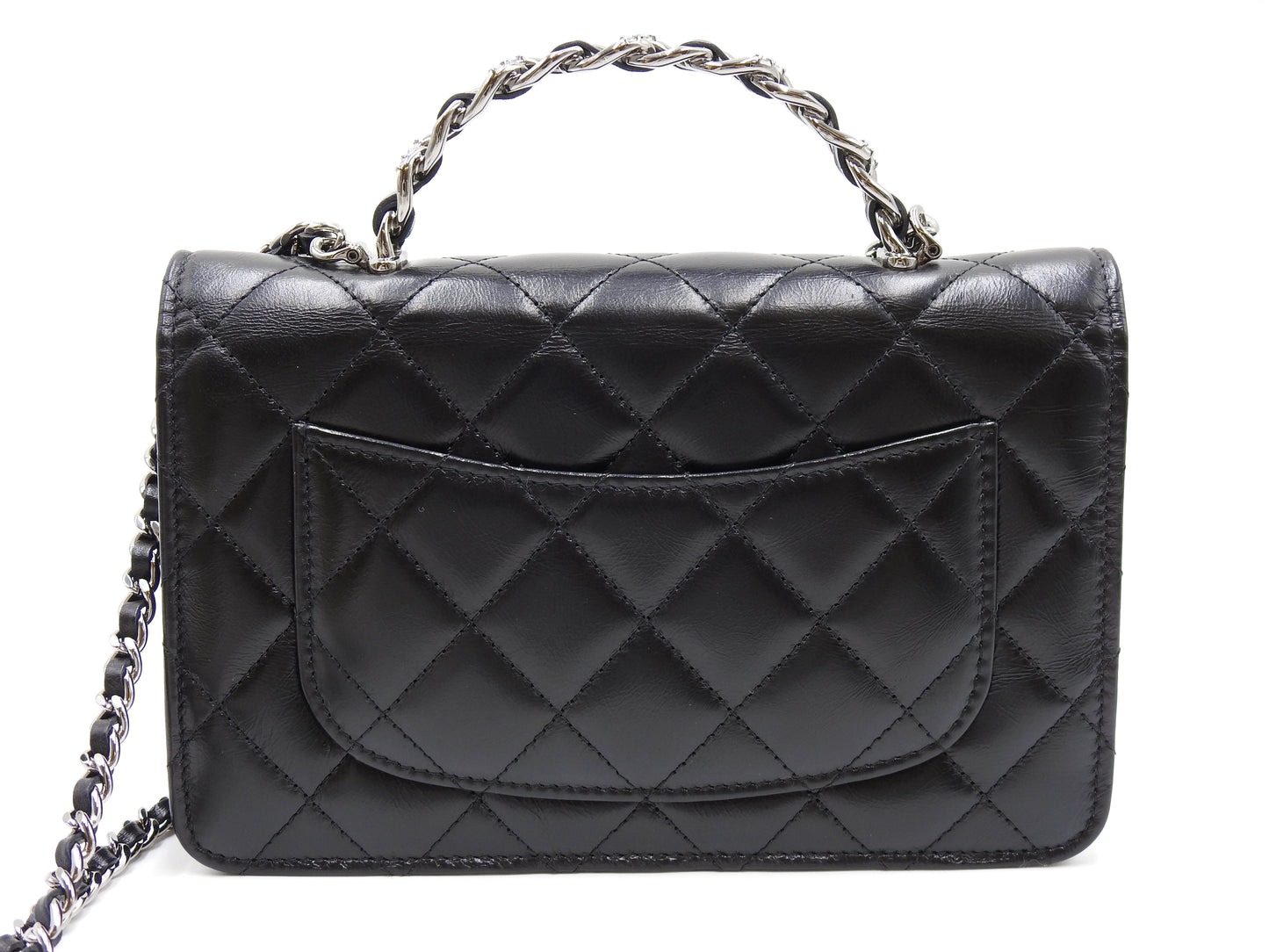 CHANEL CC Matelasse Wallet On Chain Shoulder Bag Crumple Calfskin AP3645