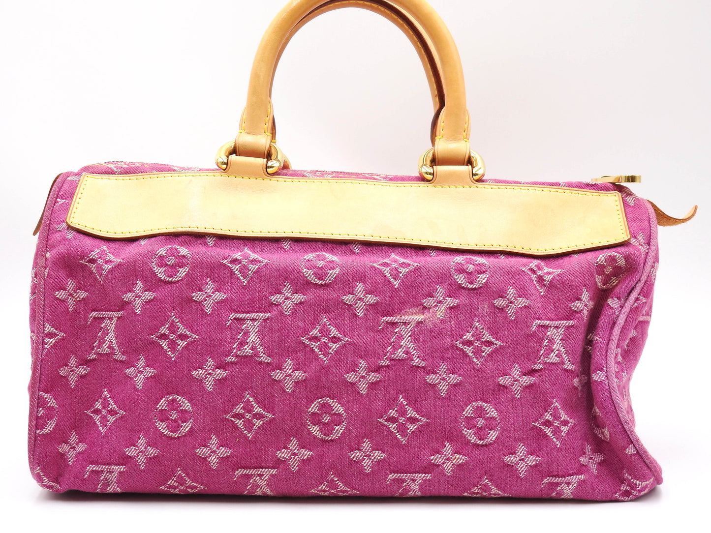 LOUIS VUITTON Monogram Denim Neo Speedy Hand Bag Boston Bag Pink M95214