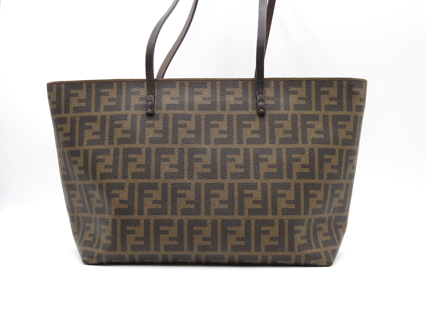 FENDI Zucca Tote Roll Bag Shoulder Bag PVC Khaki Brown 8BH198