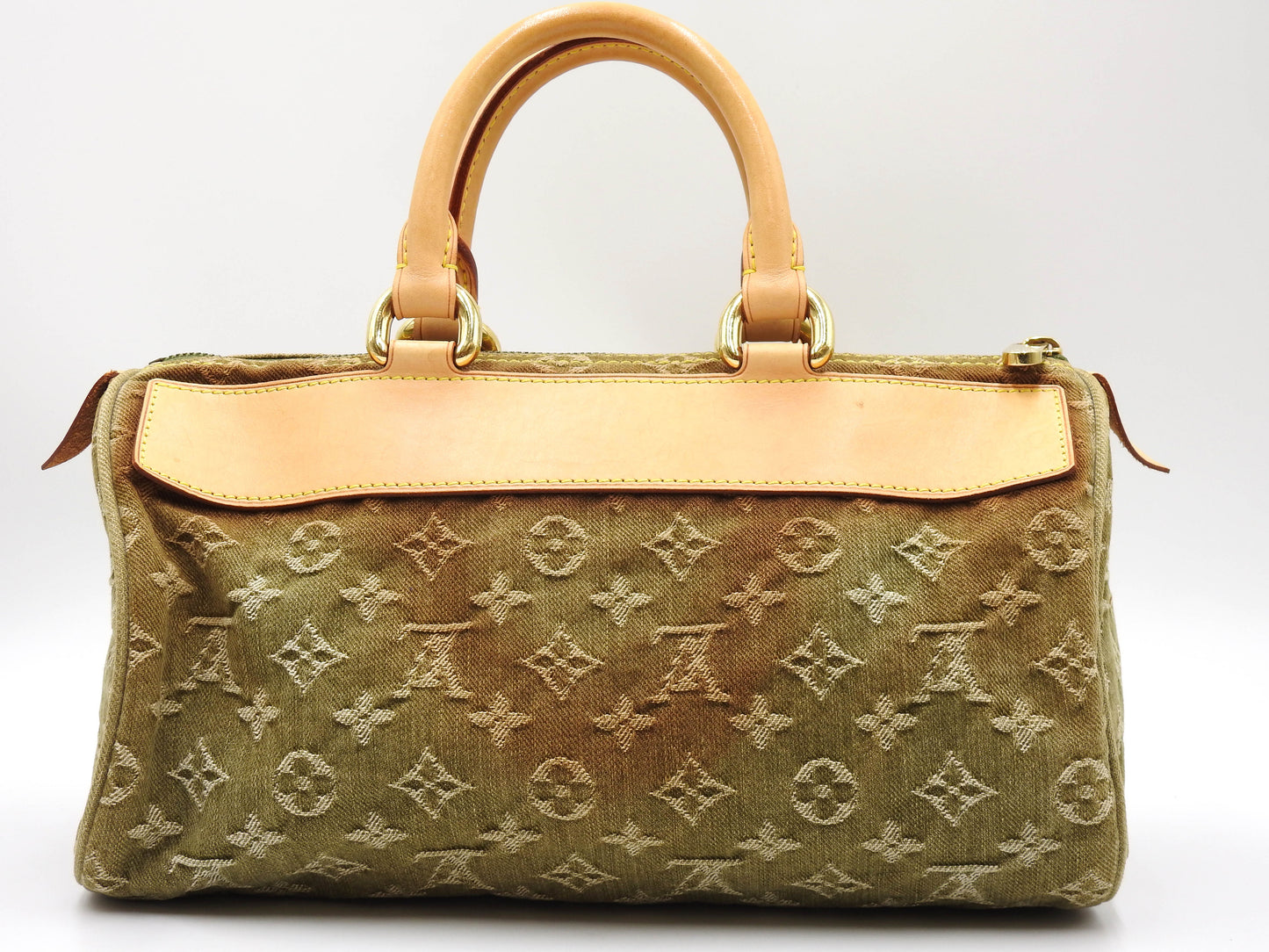 LOUIS VUITTON Monogram Denim Neo Speedy Hand Bag Boston Bag Khaki M95215