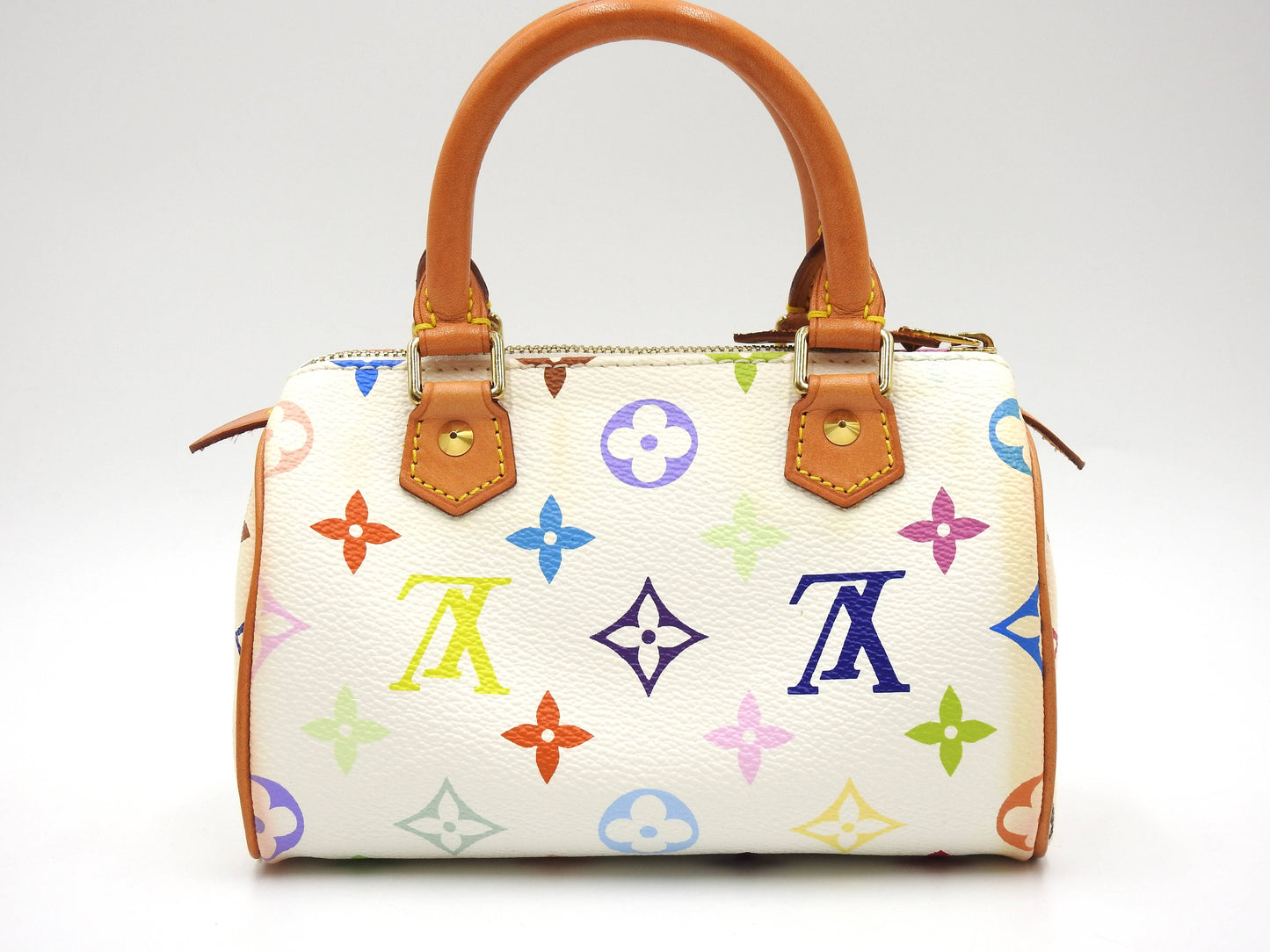 LOUIS VUITTON Monogram Mini Speedy Hand Bag Multicolor Bron White M92645