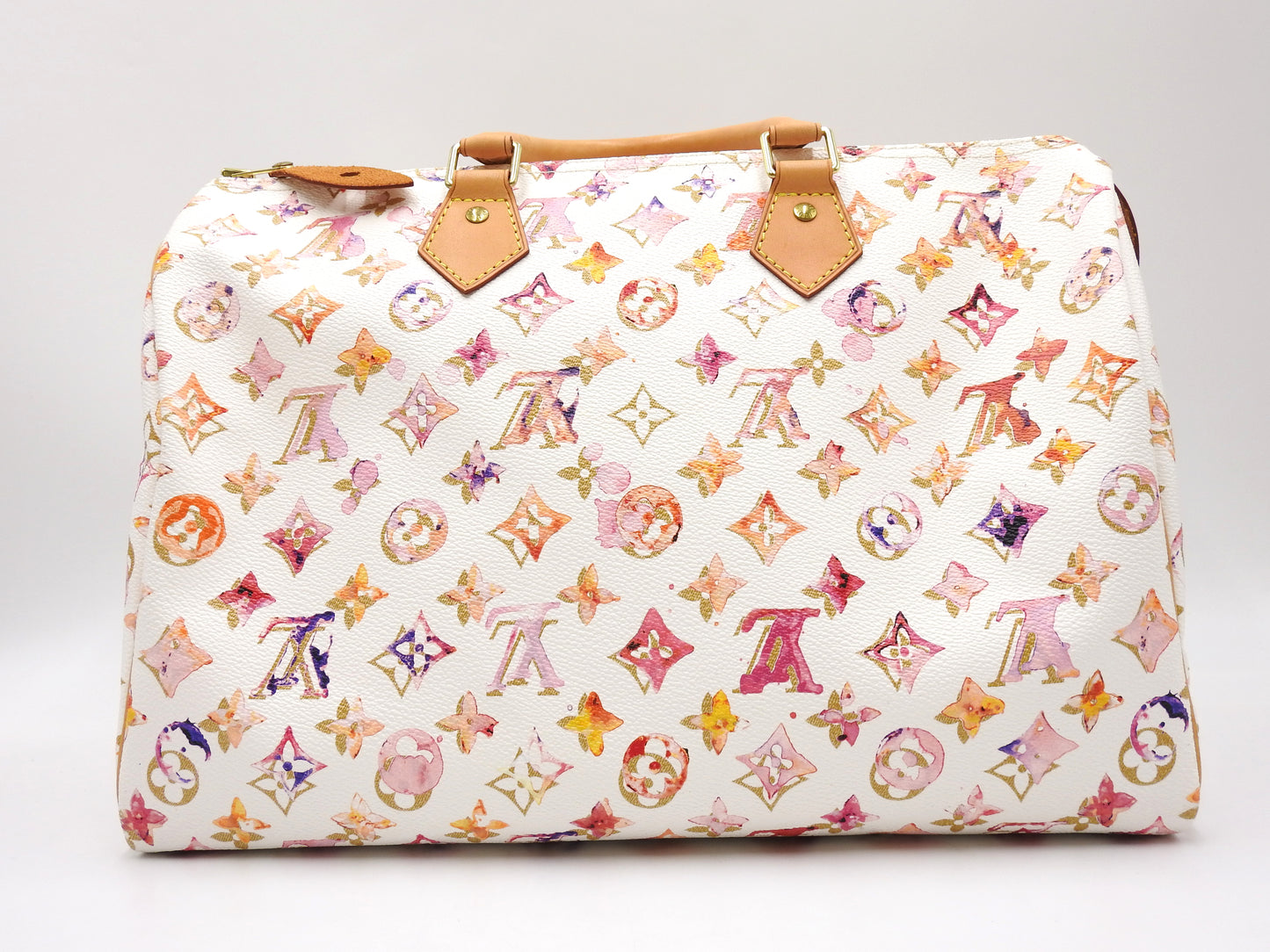 LOUIS VUITTON Watercolor Monogram Speedy 35 White Boston Hand Bag M95752