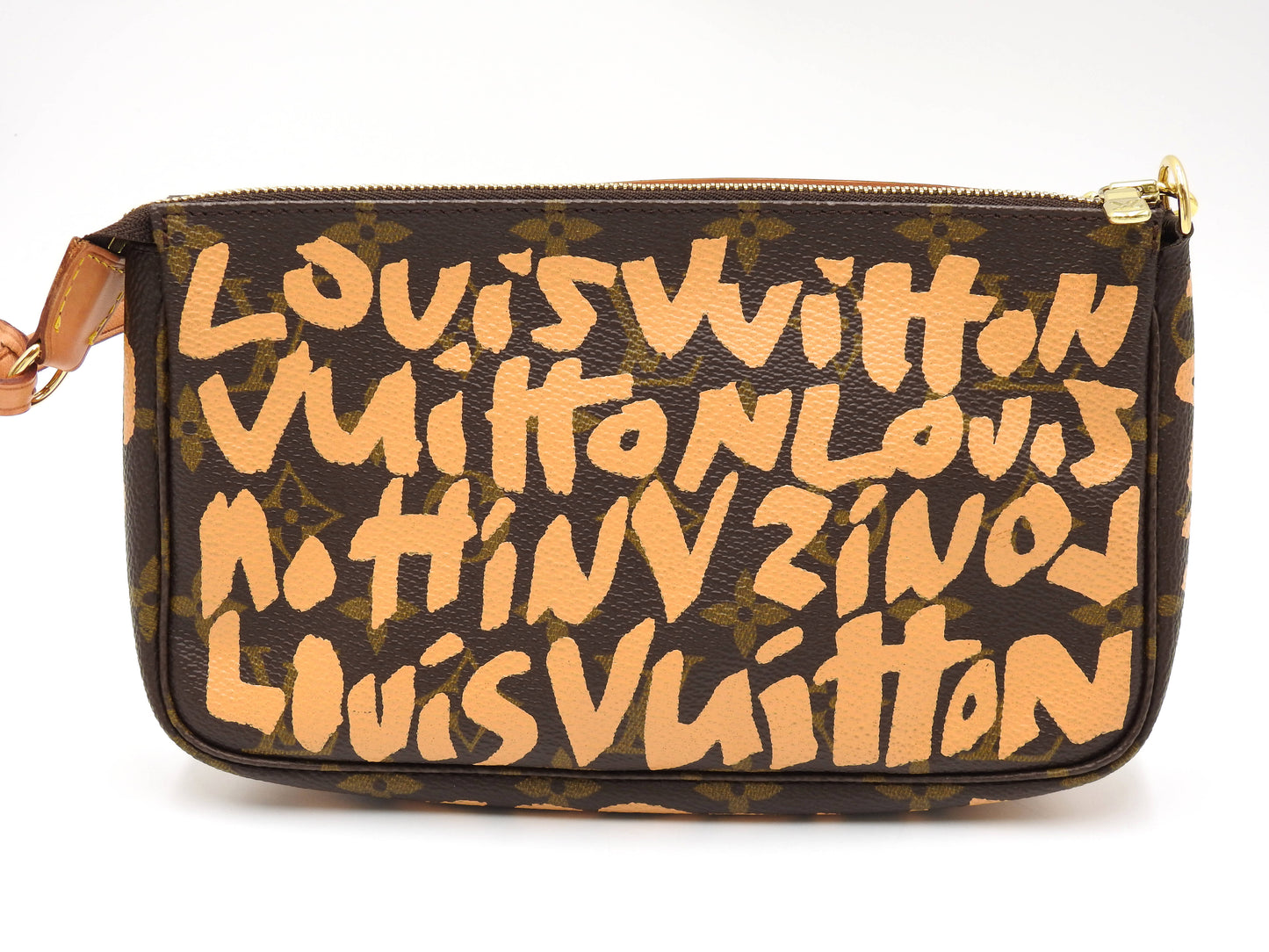 LOUIS VUITTON Pochette Accessories Pouch Monogram Graffiti Peach M92193
