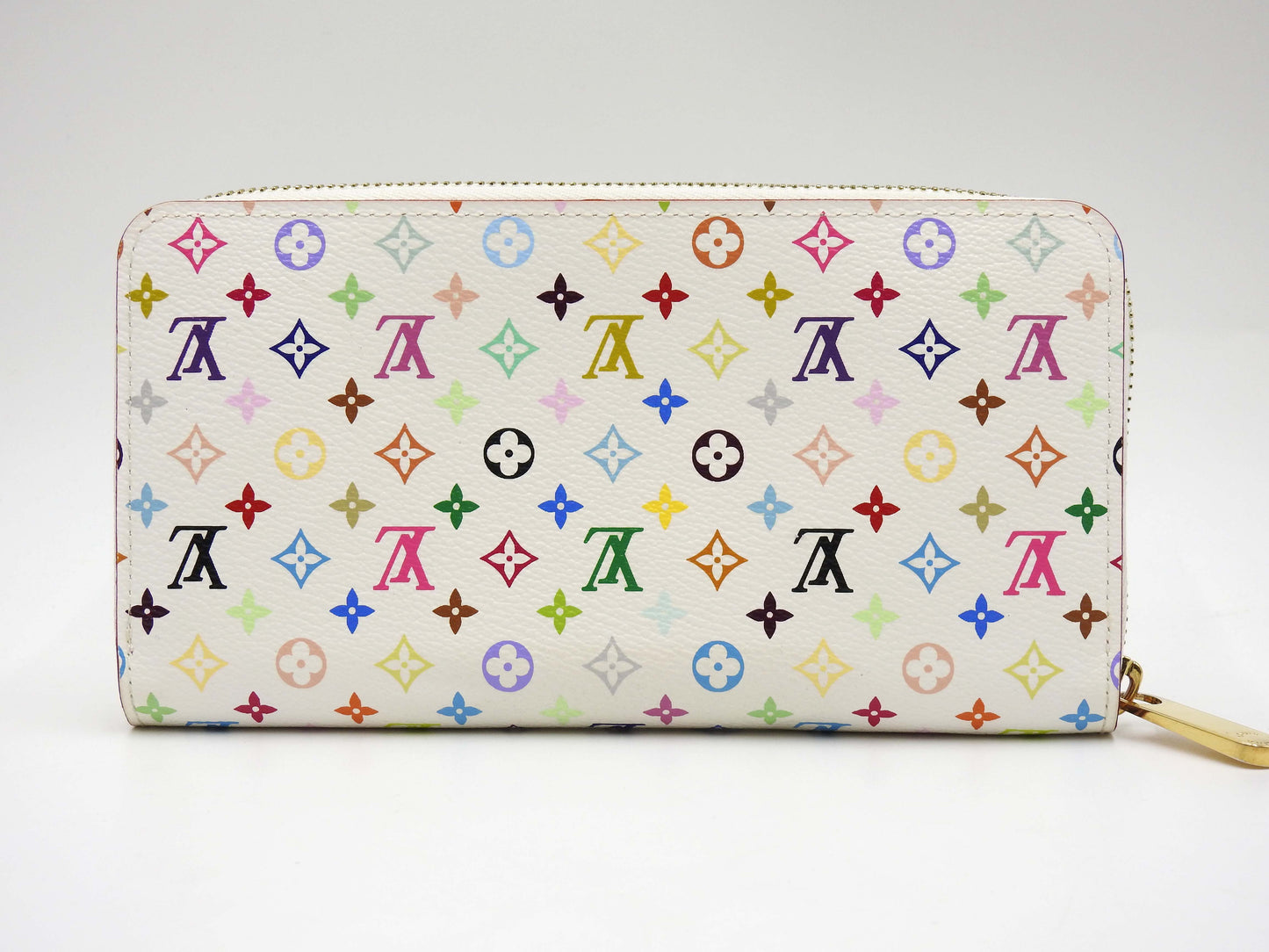 LOUIS VUITTON Monogram Multicolor Zip Around Long Wallet White M60241