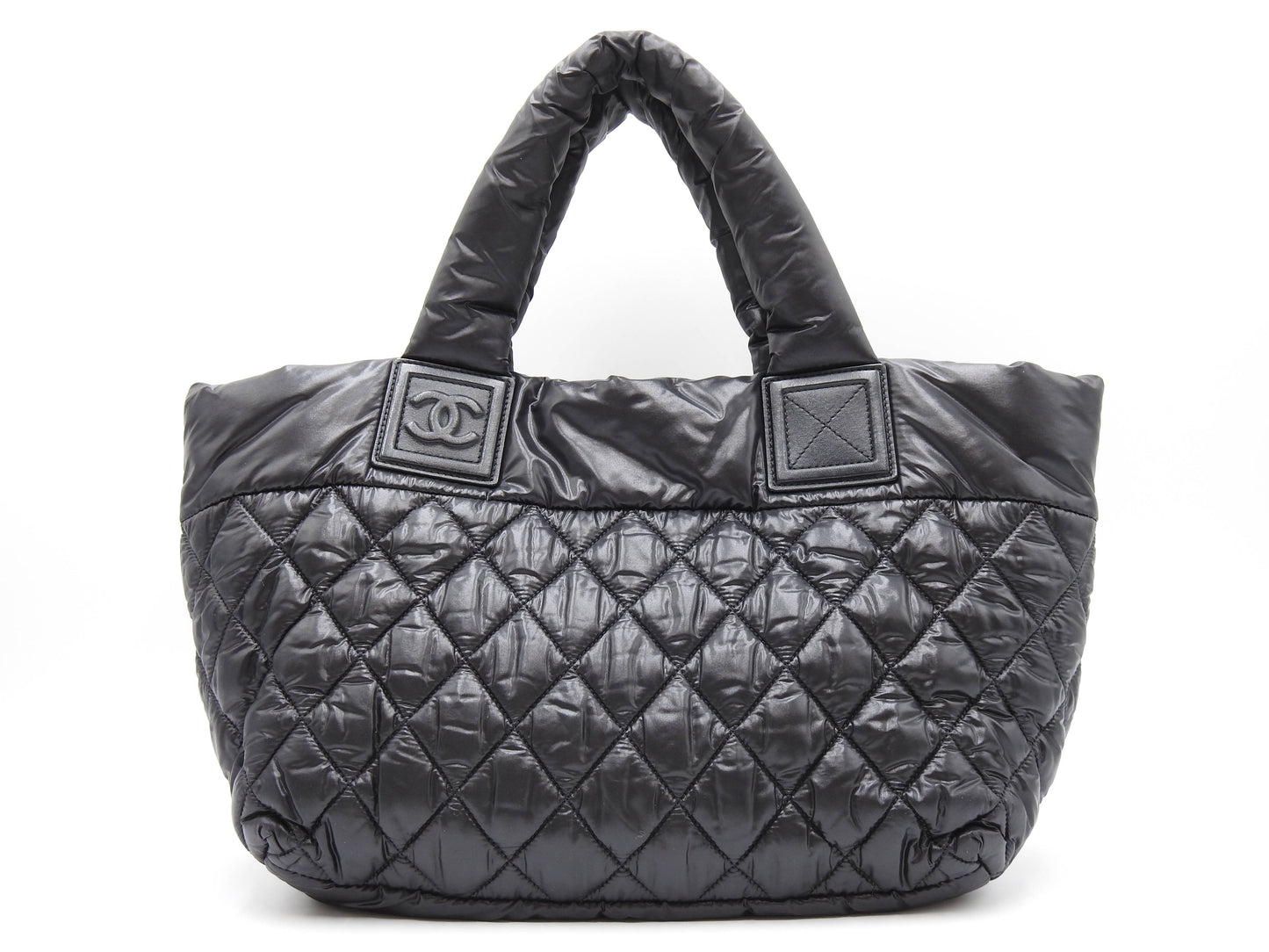 CHANEL Coco Cocoon PM Small Tote Bag Hand Bag Quilting Nylon Black A48610