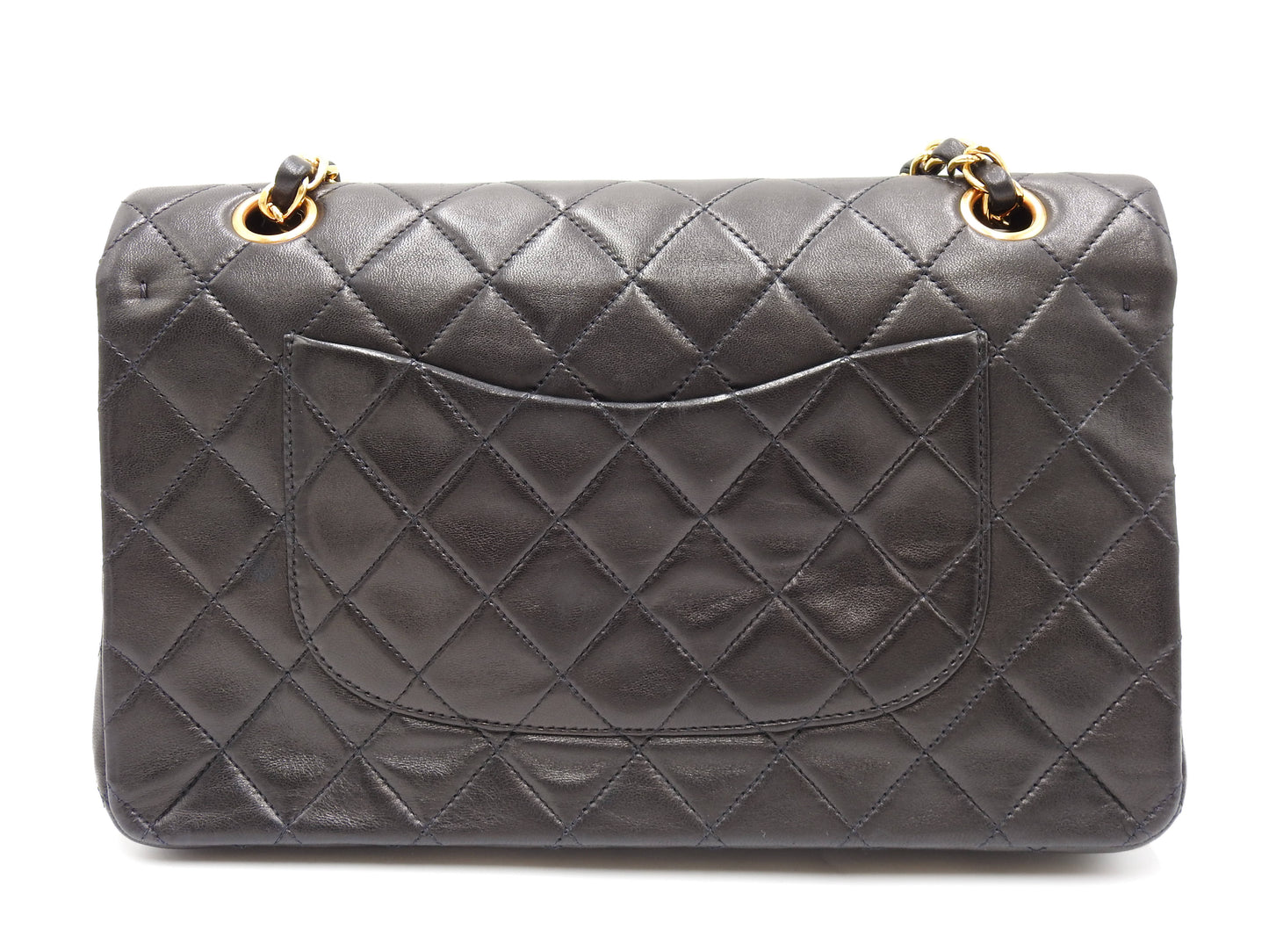 CHANEL Matelasse 25 Double Flap Chain Shoulder Bag Lambskin Black A01112