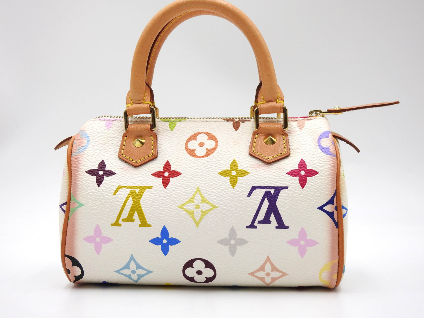 LOUIS VUITTON Monogram Mini Speedy Hand Bag Multicolor Bron White M92645