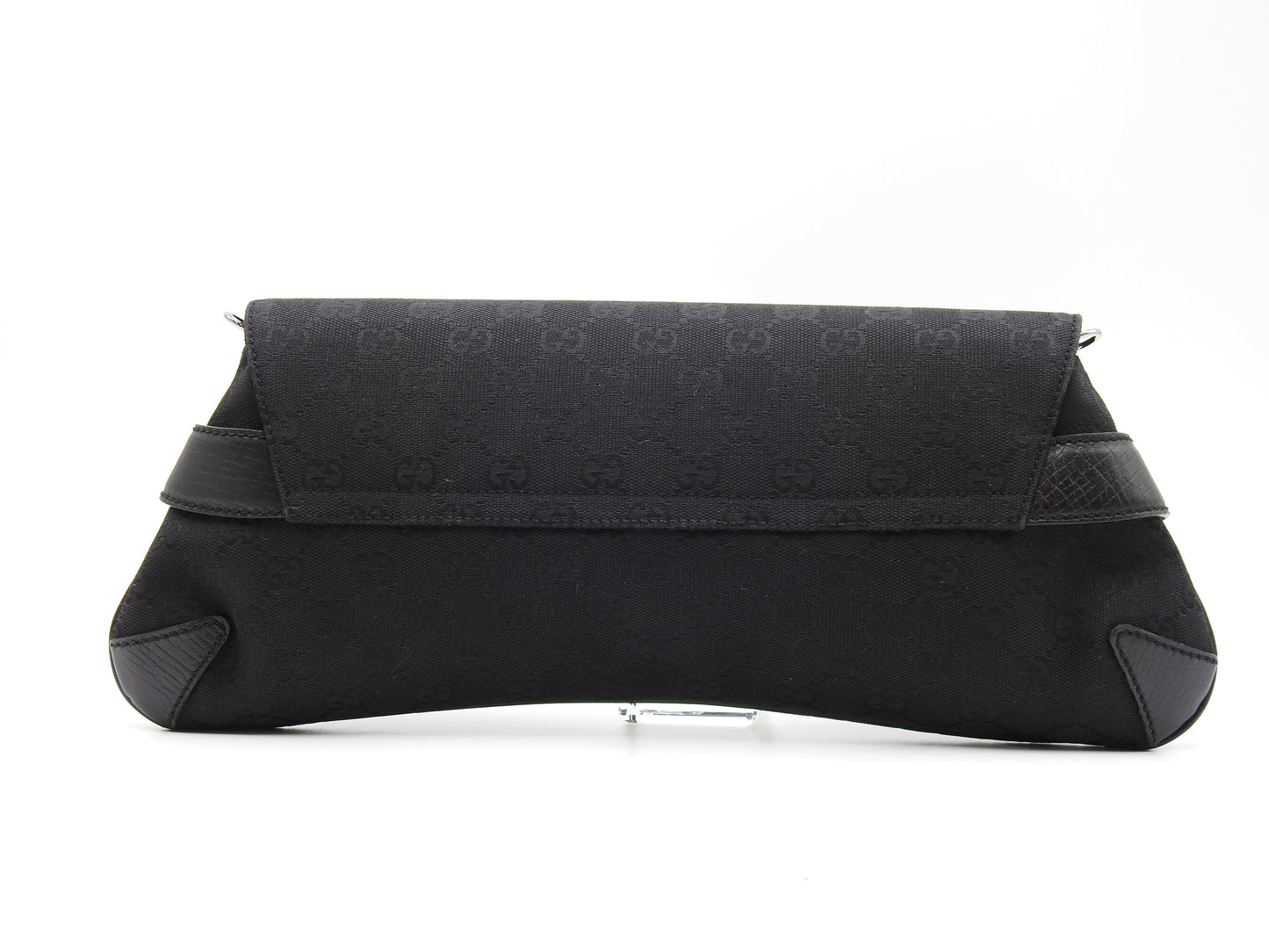 GUCCI GG Canvas Horsebit 2way Chain Clutch Hand Bag Leather Black 120134