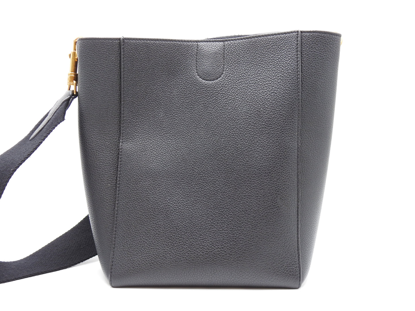 CELINE Small Sangle Bucket Shoulder Bag Soft Grained Calfskin Black