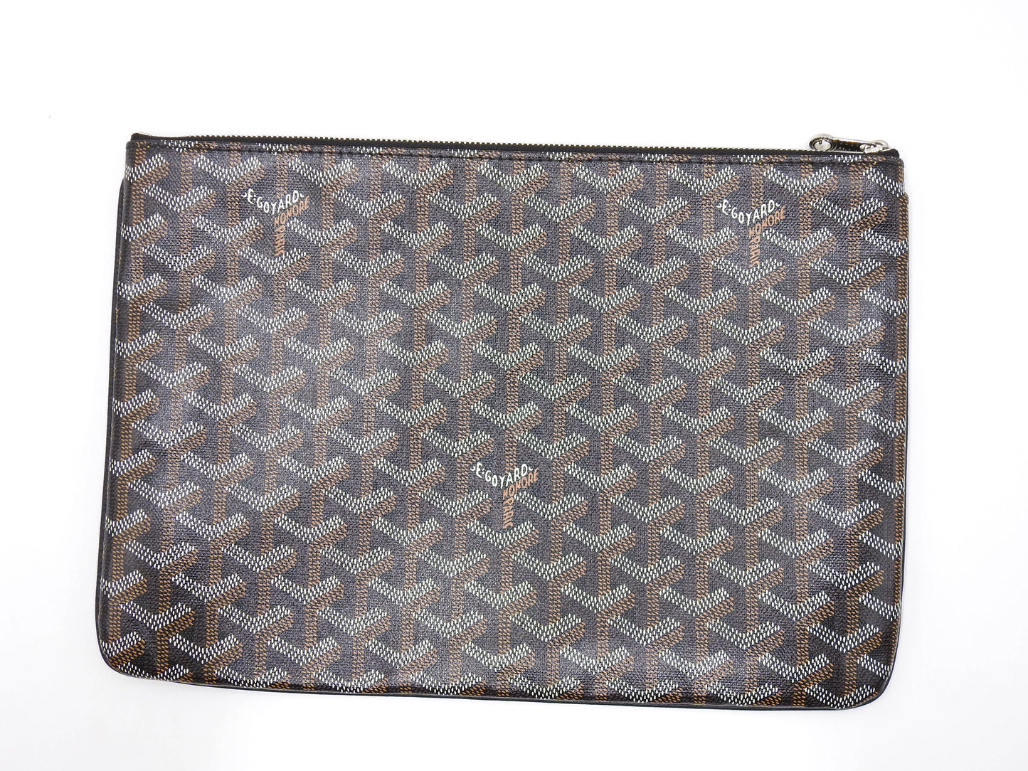 GOYARD POCHETTE SENAT MM Herringbone Clutch Bag Second Bag PVC Black