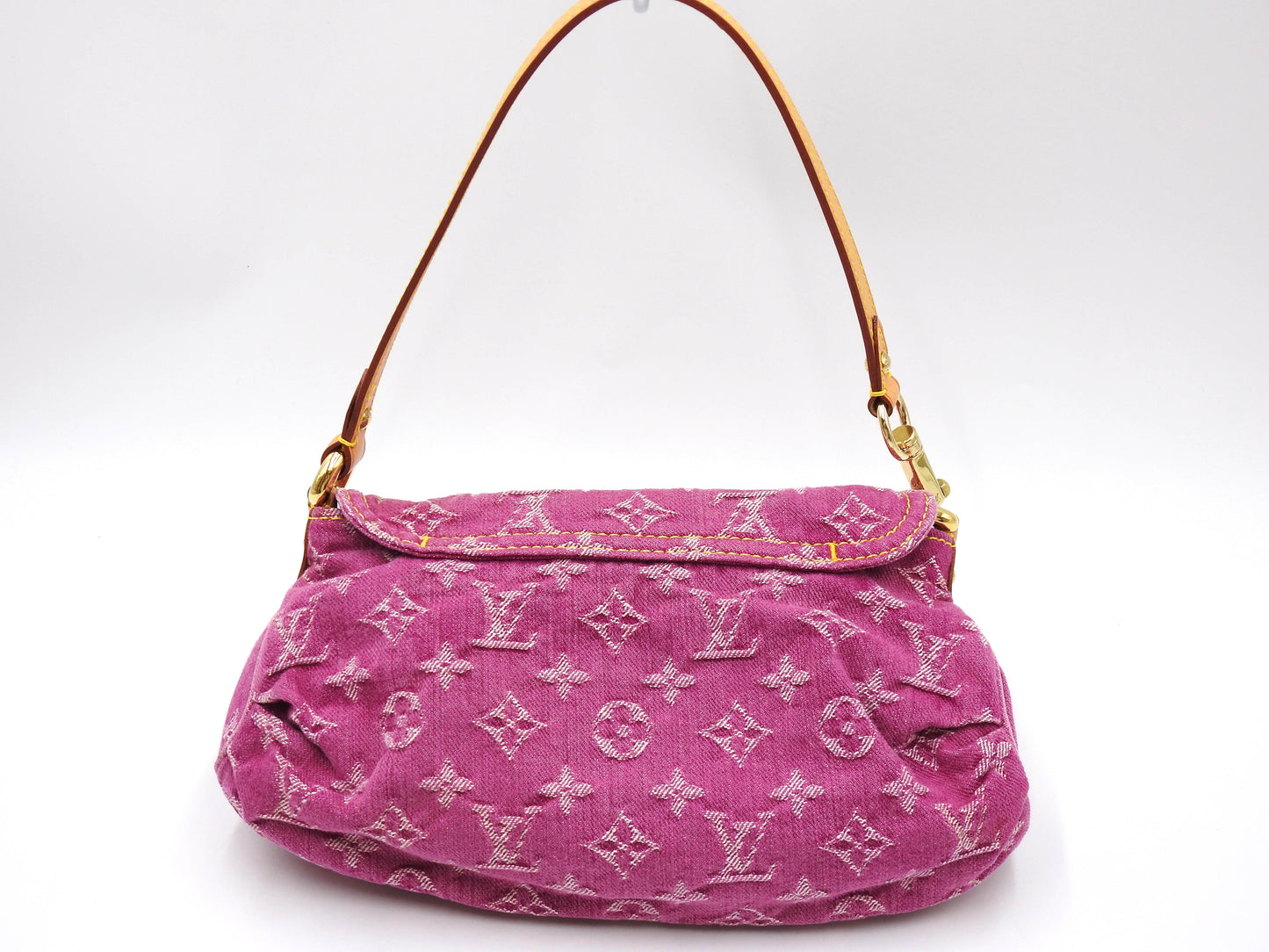 LOUIS VUITTON Mini Pleaty Monogram Denim Shoulder Hand Bag Pink M95216