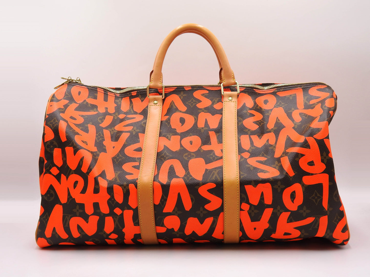 LOUIS VUITTON Monogram Graffiti Keepall 50 Boston Travel Bag Orange M93699