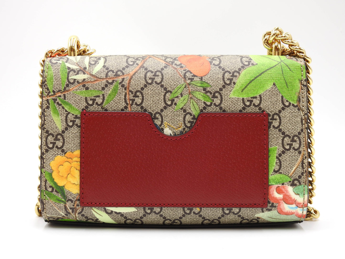 GUCCI GG Supreme Tian Padlock Small Chain Shoulder Bag Beige Brown 409487