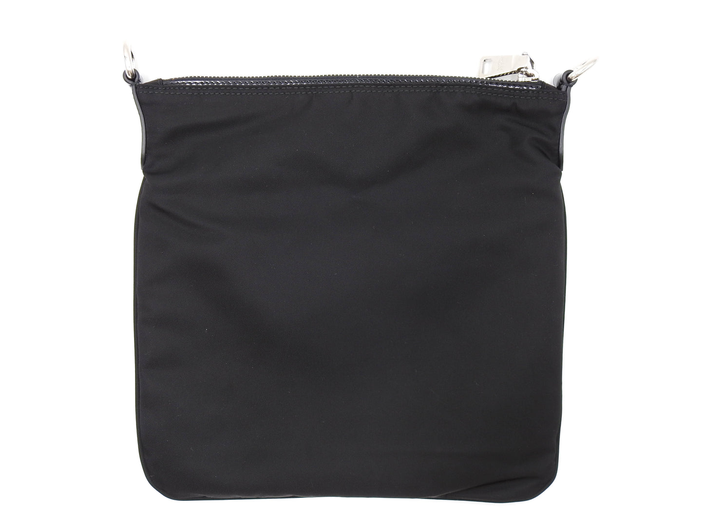 PRADA Nylon Crossbody Shoulder Bag Black Silver Hardware BT0716