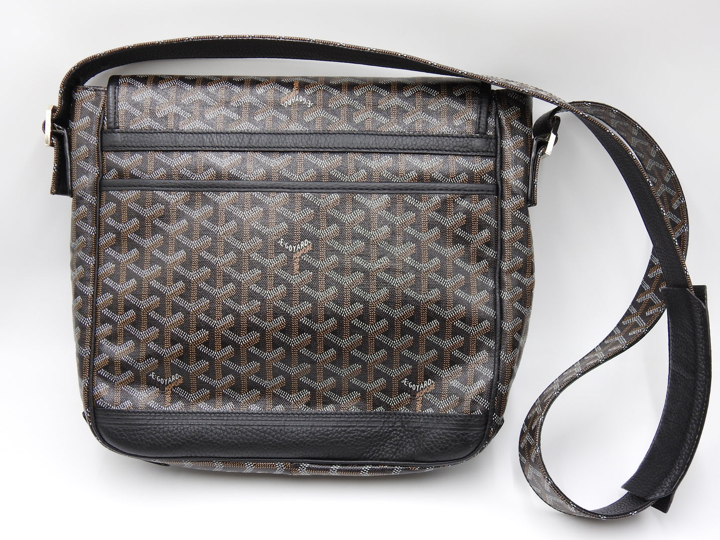 GOYARD Goyardine Grand Bleu MM Shoulder Bag PVC Canvas Leather Black