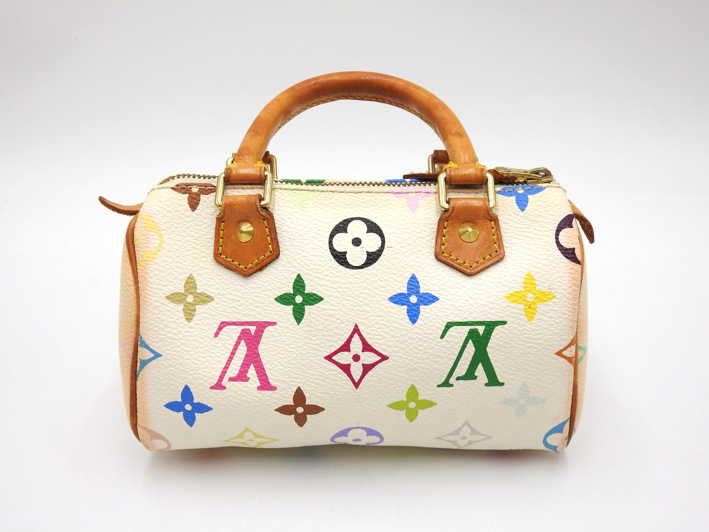 LOUIS VUITTON Monogram Mini Speedy Hand Bag Multicolor Bron White M92645