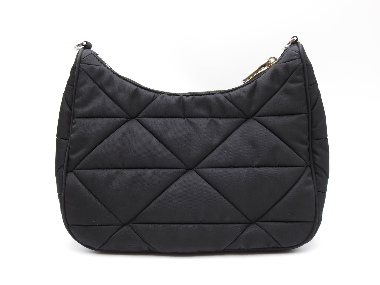 PRADA Padded Quilting Re-Nylon Crossbody Shoulder Bag Black 1BC151