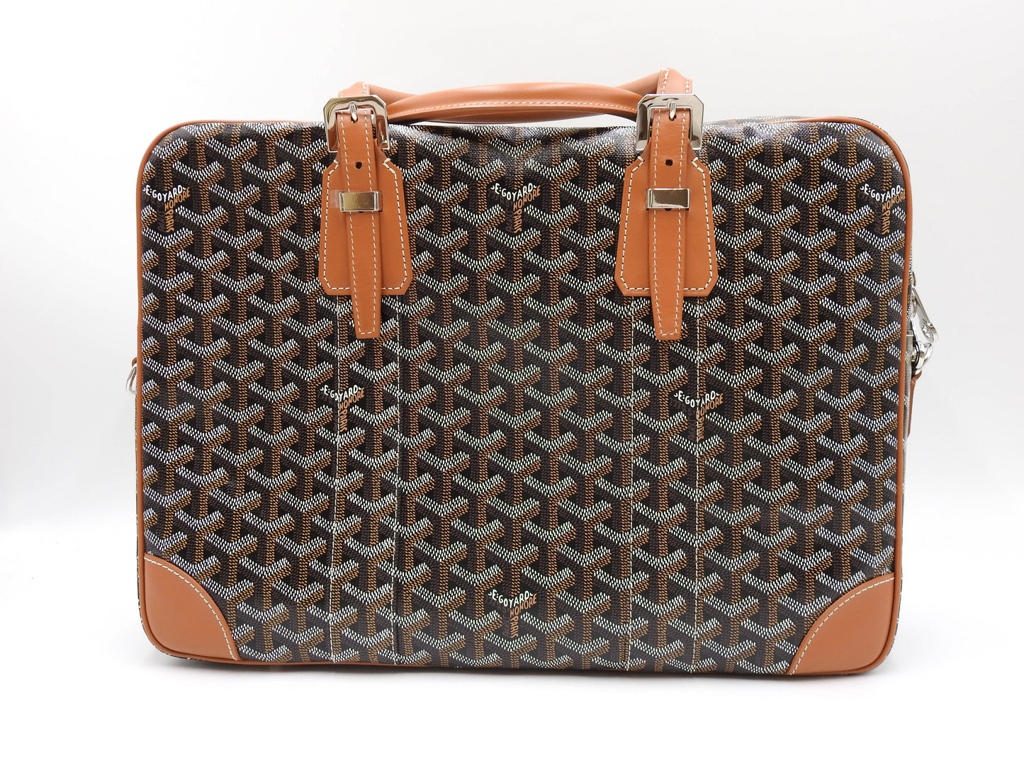 GOYARD AMBASSADE NV2 Business Bag PVC Canvas Leather Black Brown