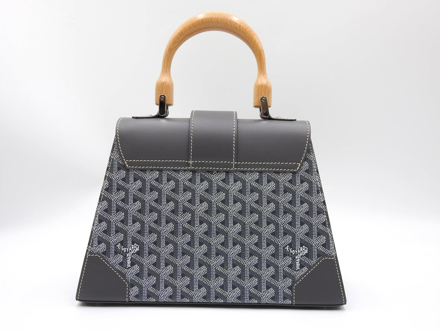 GOYARD Goyardine Saigon PM 2way Shoulder Hand Bag PVC Leather Wood Gray