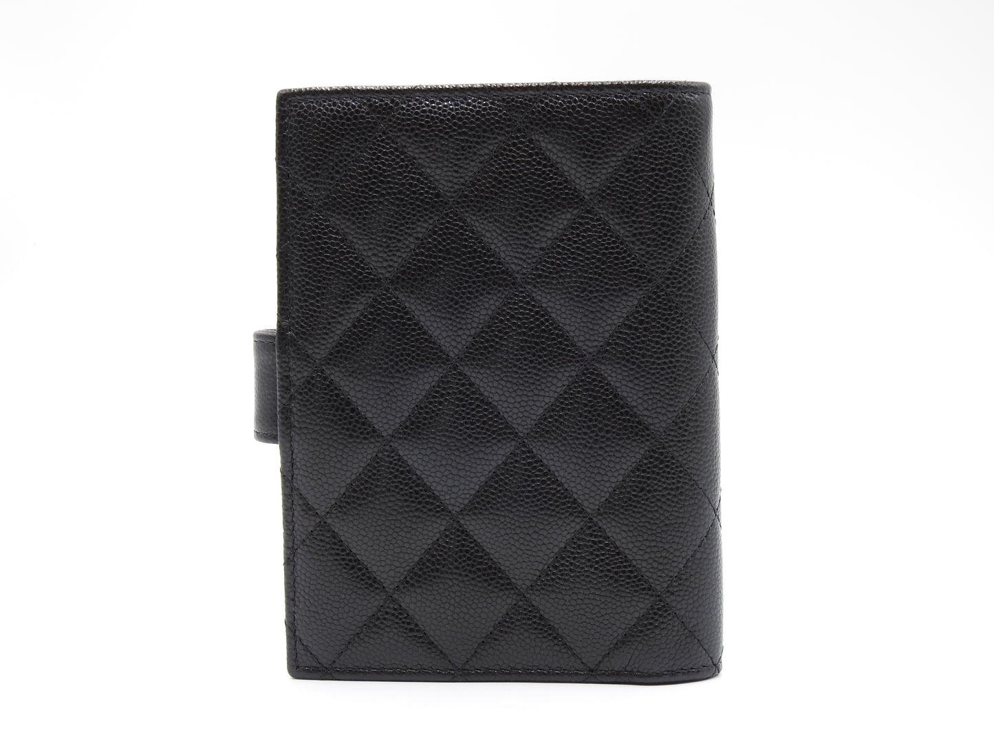 CHANEL CC Matelasse Passport Case Holder Wallet Caviarskin Black AP3791