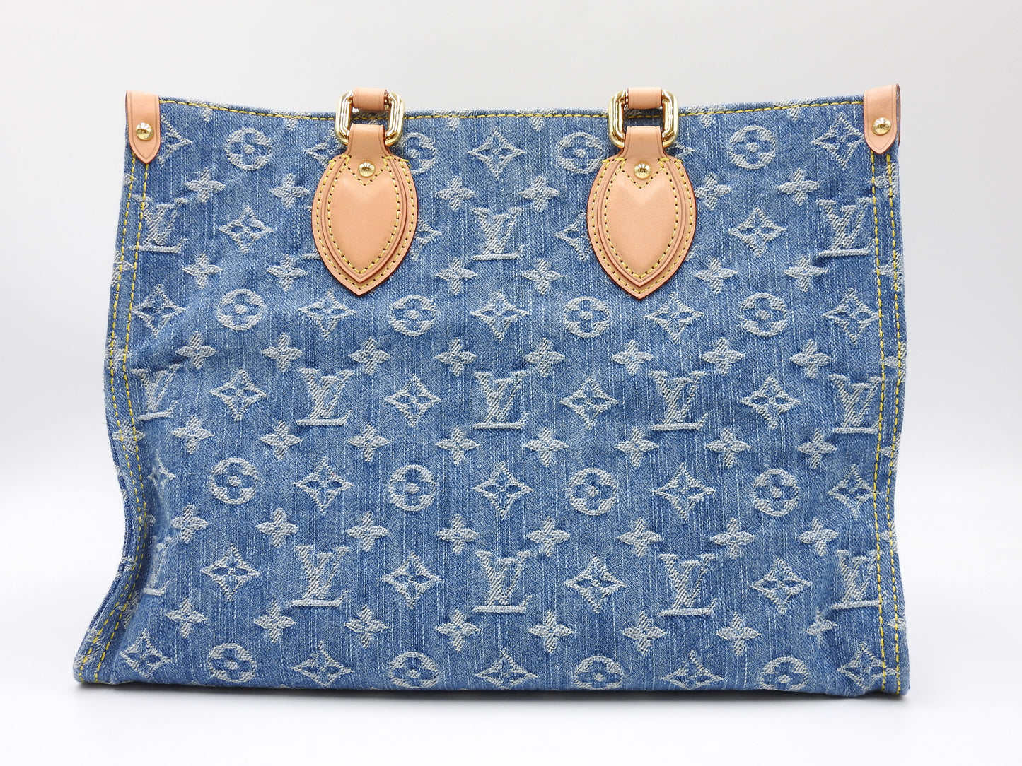 LOUIS VUITTON LV Remix Monogram Denim OnTheGo MM Shoulder Tote Bag M46871