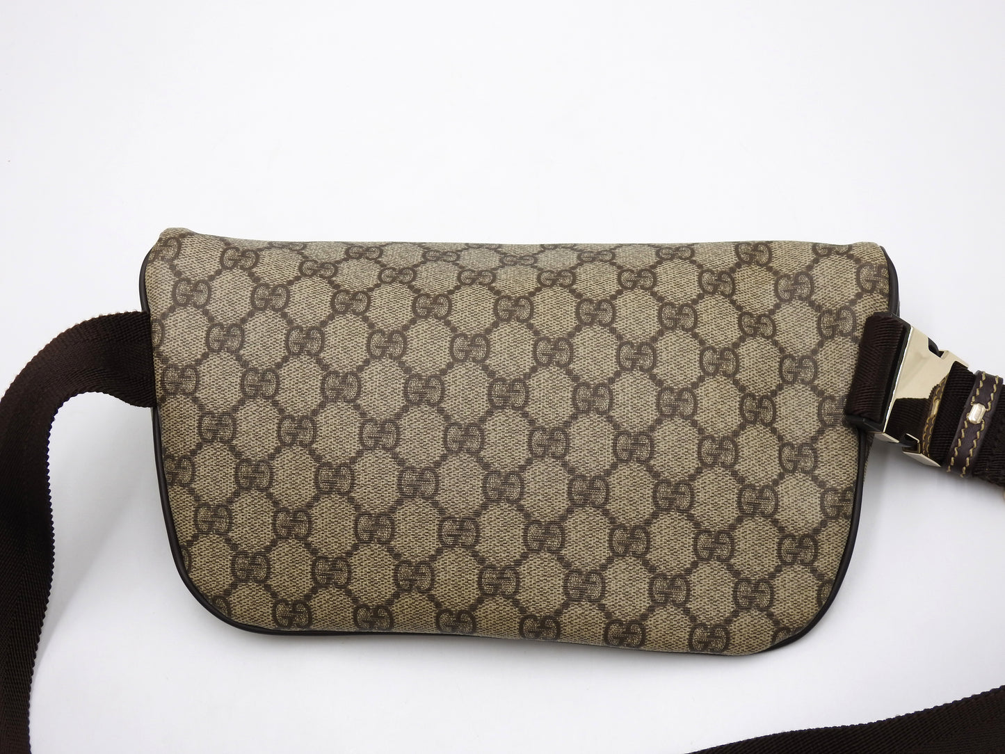 GUCCI GG Supreme Waist Body Belt Bag PVC Leather Beige Brown Gold 23326