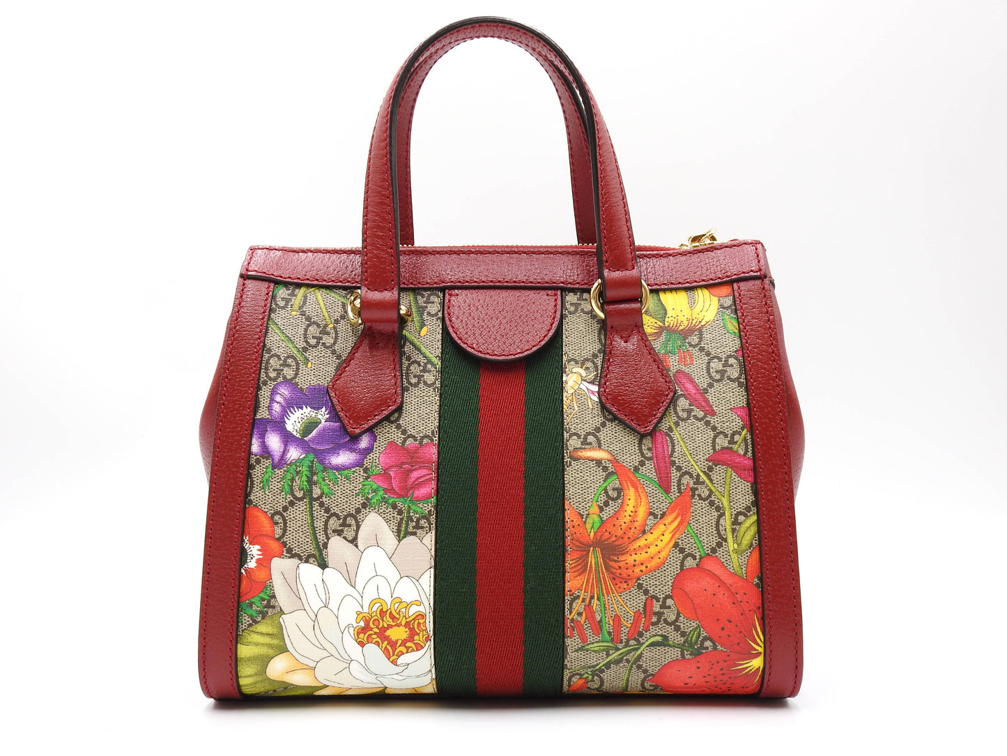GUCCI GG Flora Supreme Ophidia Shoulder Tote Bag Beige Red 547551