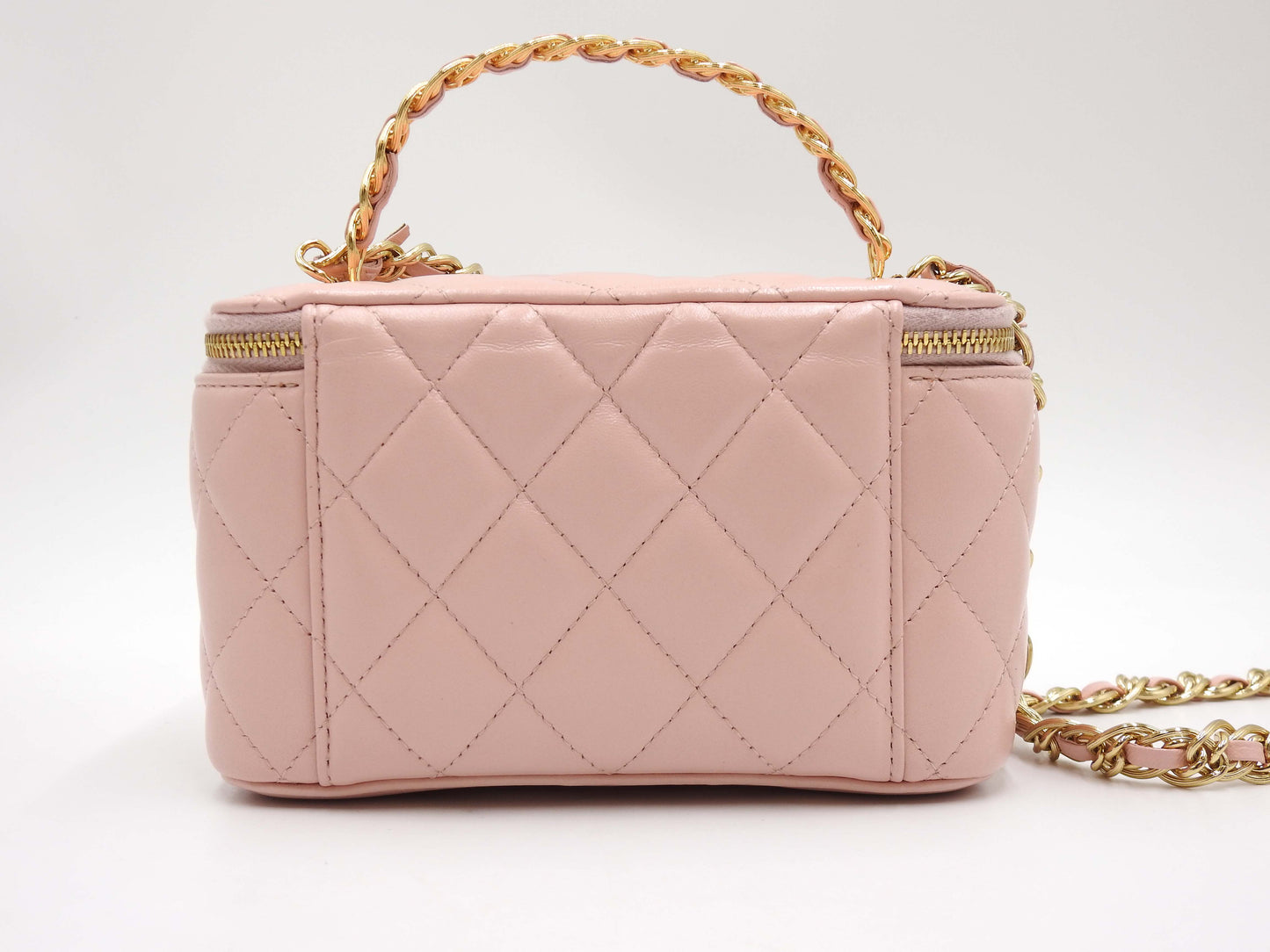 CHANEL CC Matelasse Top Handle 2way Small Chain Vanity Bag Lambskin Pink