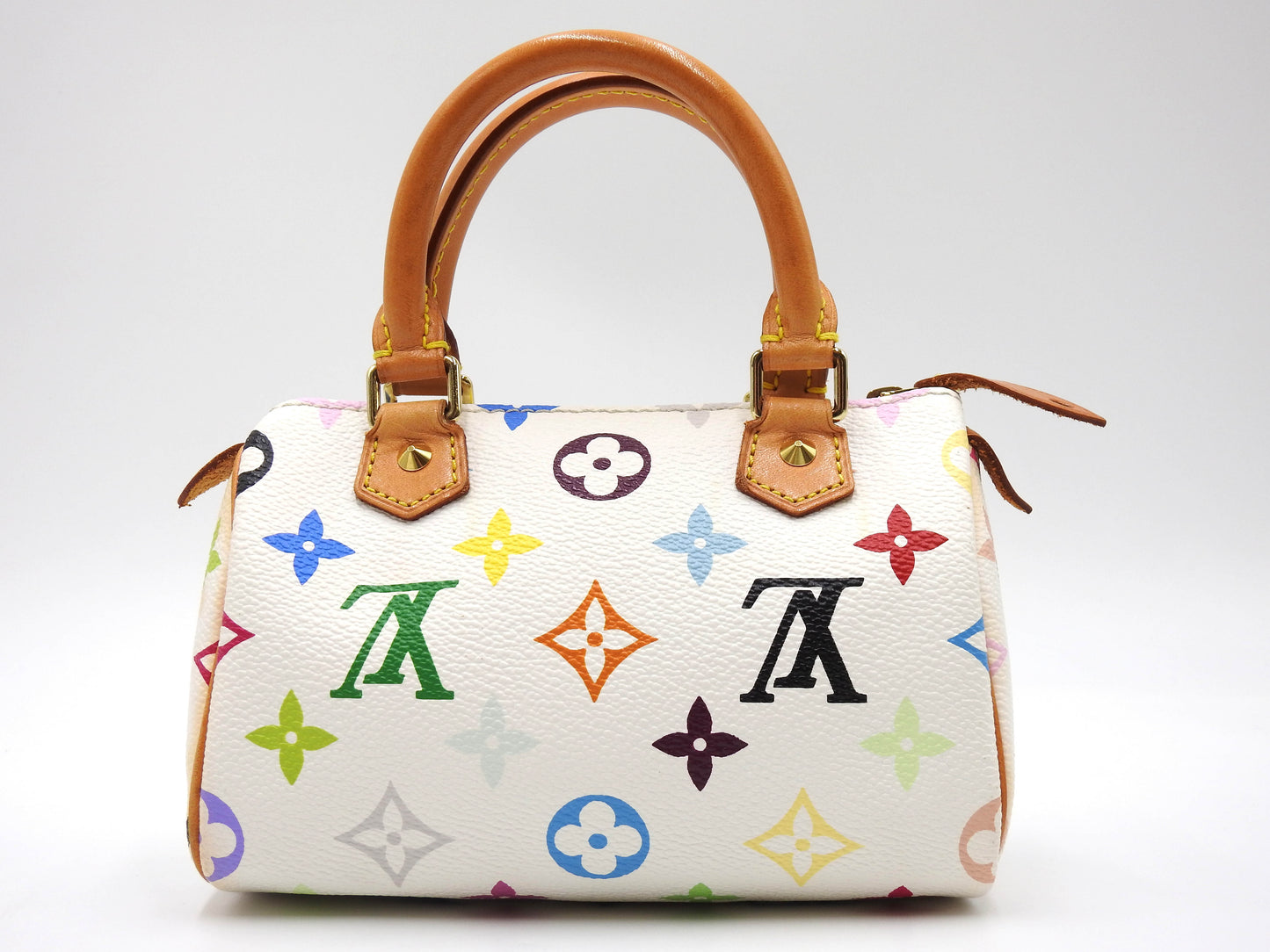 LOUIS VUITTON Monogram Mini Speedy Hand Bag Multicolor Bron White M92645
