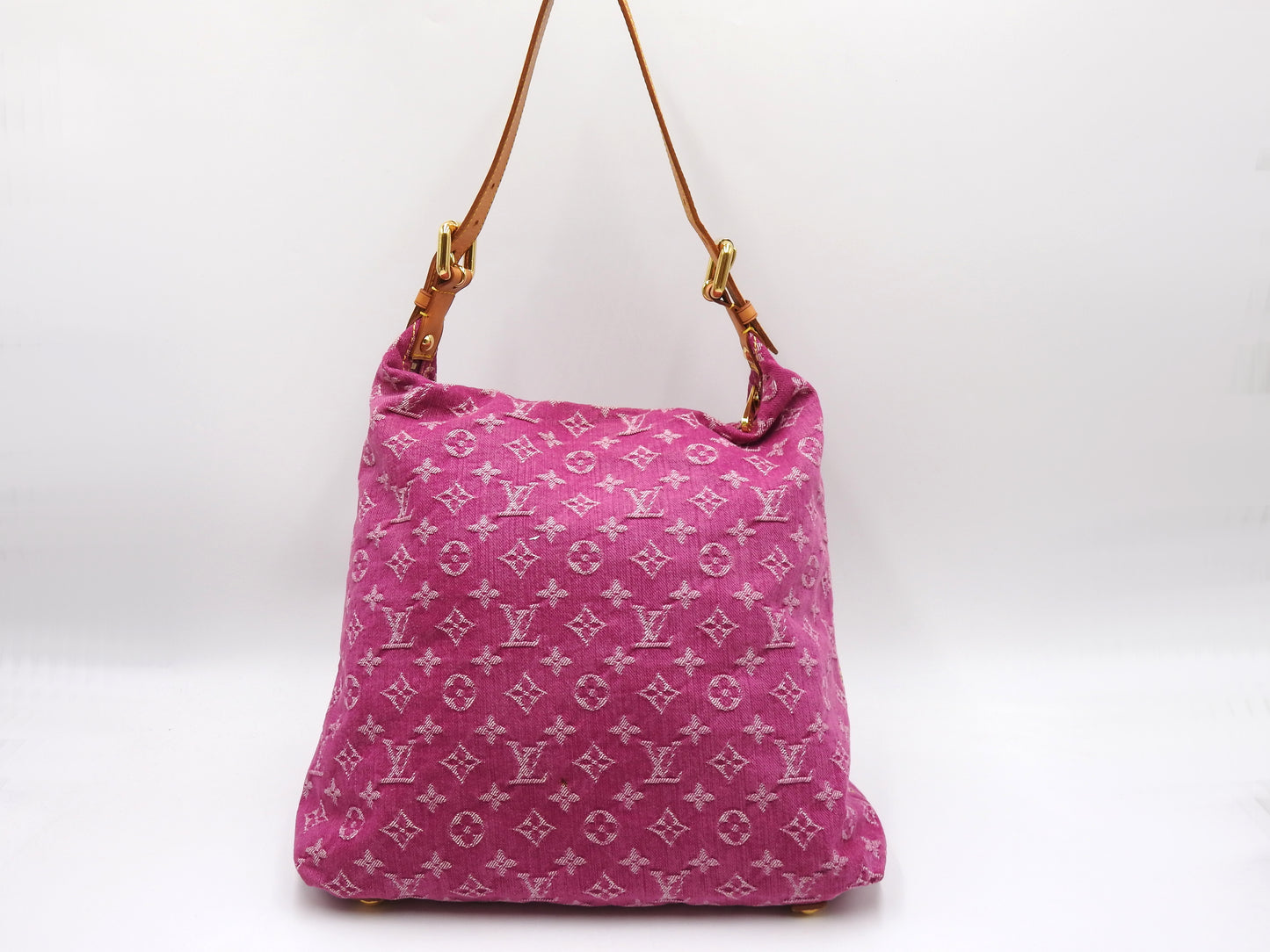 LOUIS VUITTON Baggy GM Monogram Denim Shoulder Bag Fuchsia Pink M95210