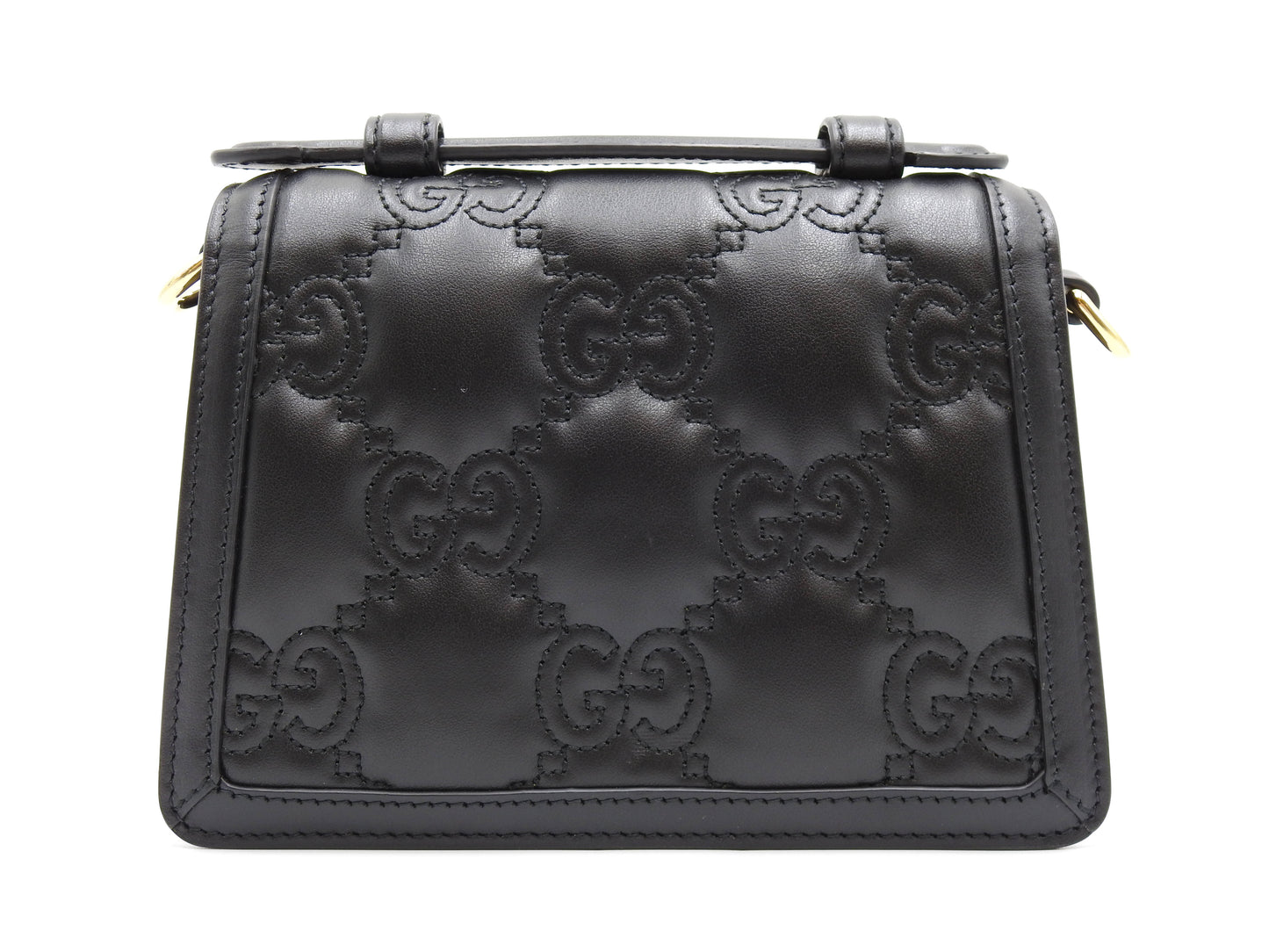 GUCCI GG Matelasse Top Handle 2way Shoulder Bag Leather Black 724499