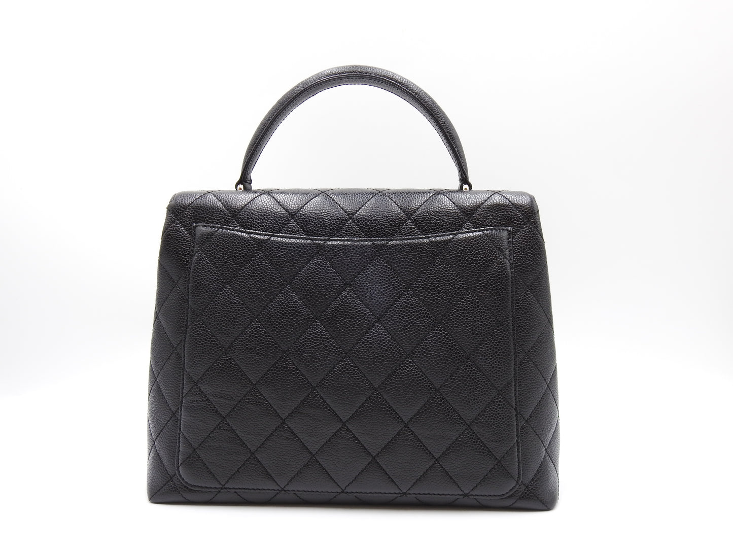 CHANEL CC Matelasse Kelly Top Handle Bag Caviarskin Leather Black A12397