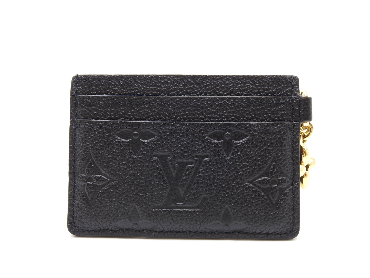 LOUIS VUITTON Monogram Empreinte LV Charm Card Holder Case Black M82132