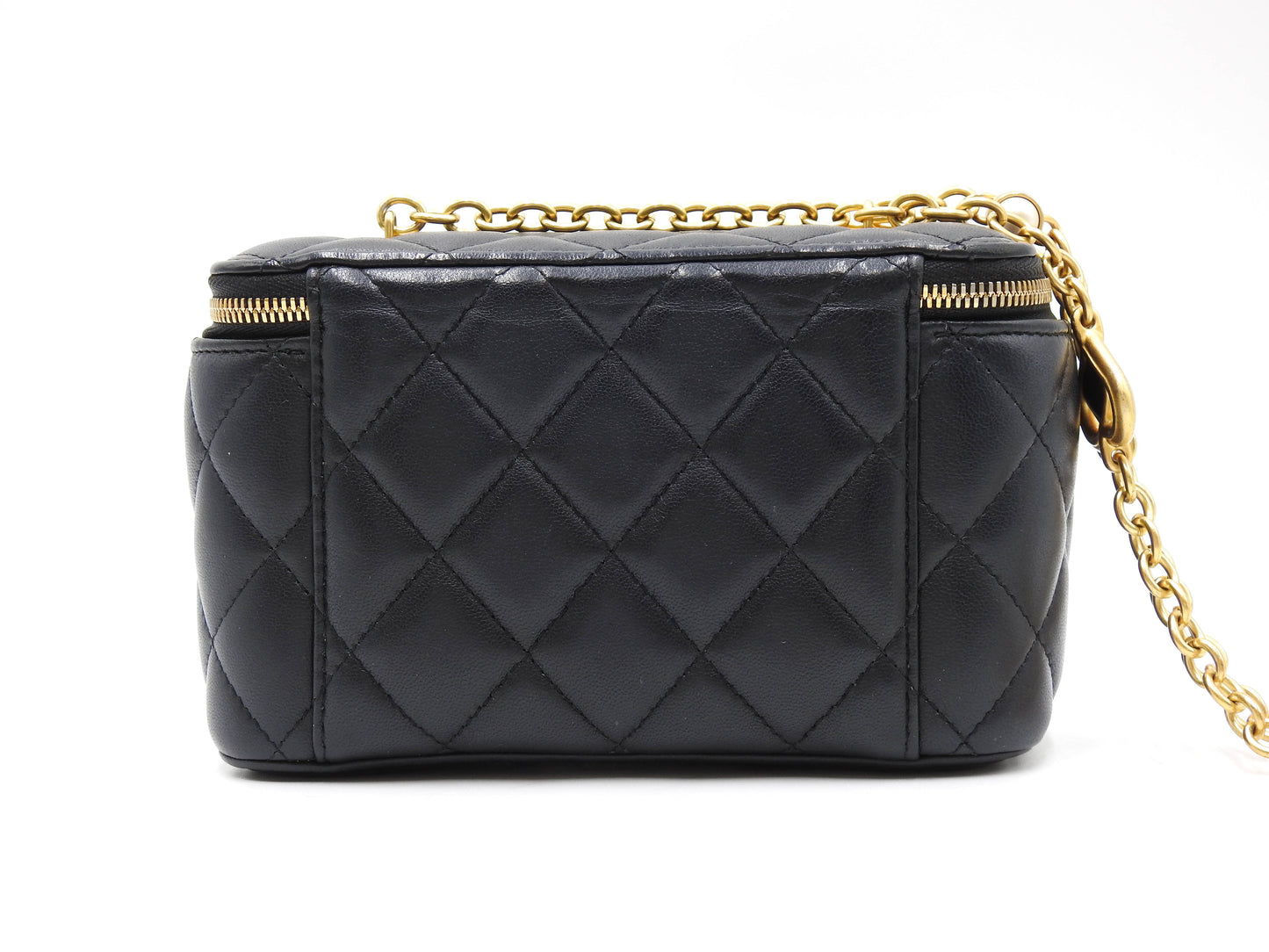 CHANEL CC Matelasse Chain Vanity Bag Shoulder Bag Lambskin Black Gold