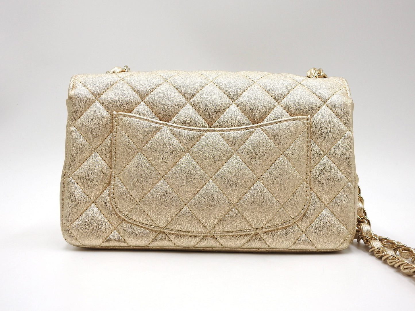 CHANEL Matelasse Mini Rectangular Flap Chain Shoulder Bag Lambskin Gold