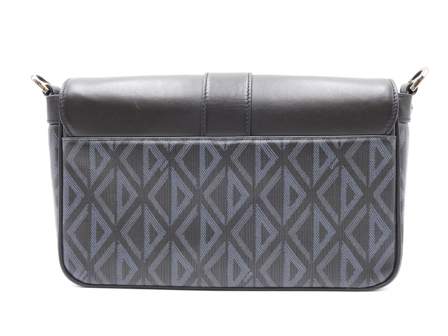 Christian Dior HIT THE ROAD CD Diamond Shoulder Bag PVC Leather Black