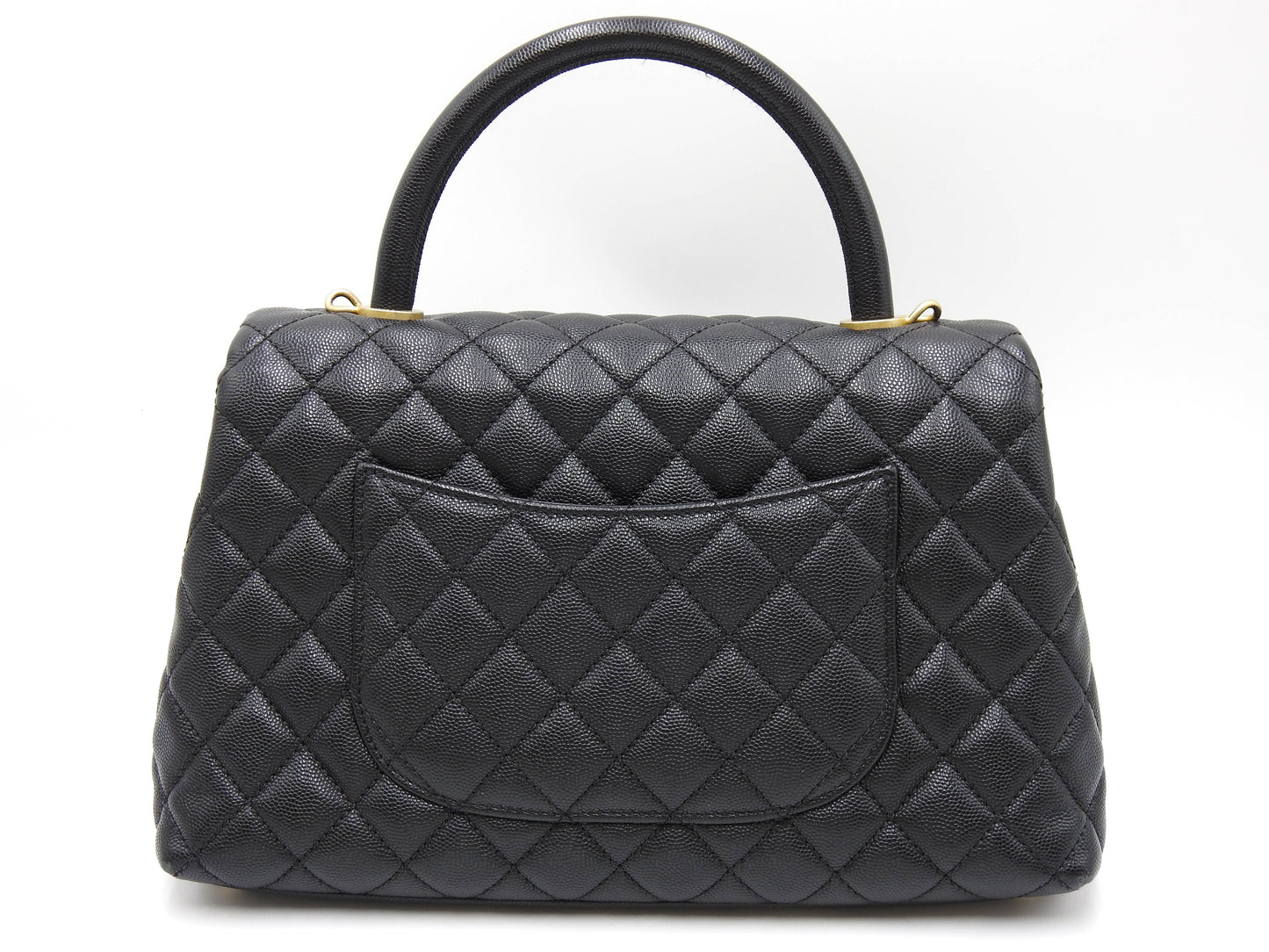 CHANEL CC Matelasse Coco Handle Hand Shoulder Bag Caviarskin Black A92991