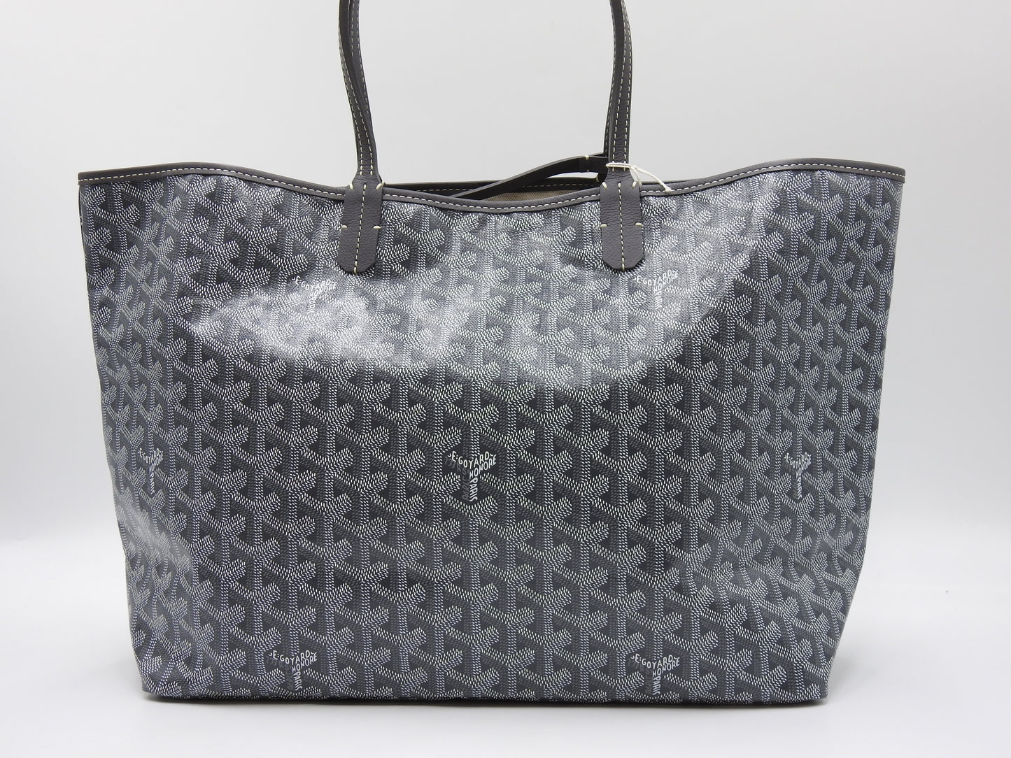 GOYARD Saint Louis PM Shoulder Tote Bag PVC Leather Grey with Pouch