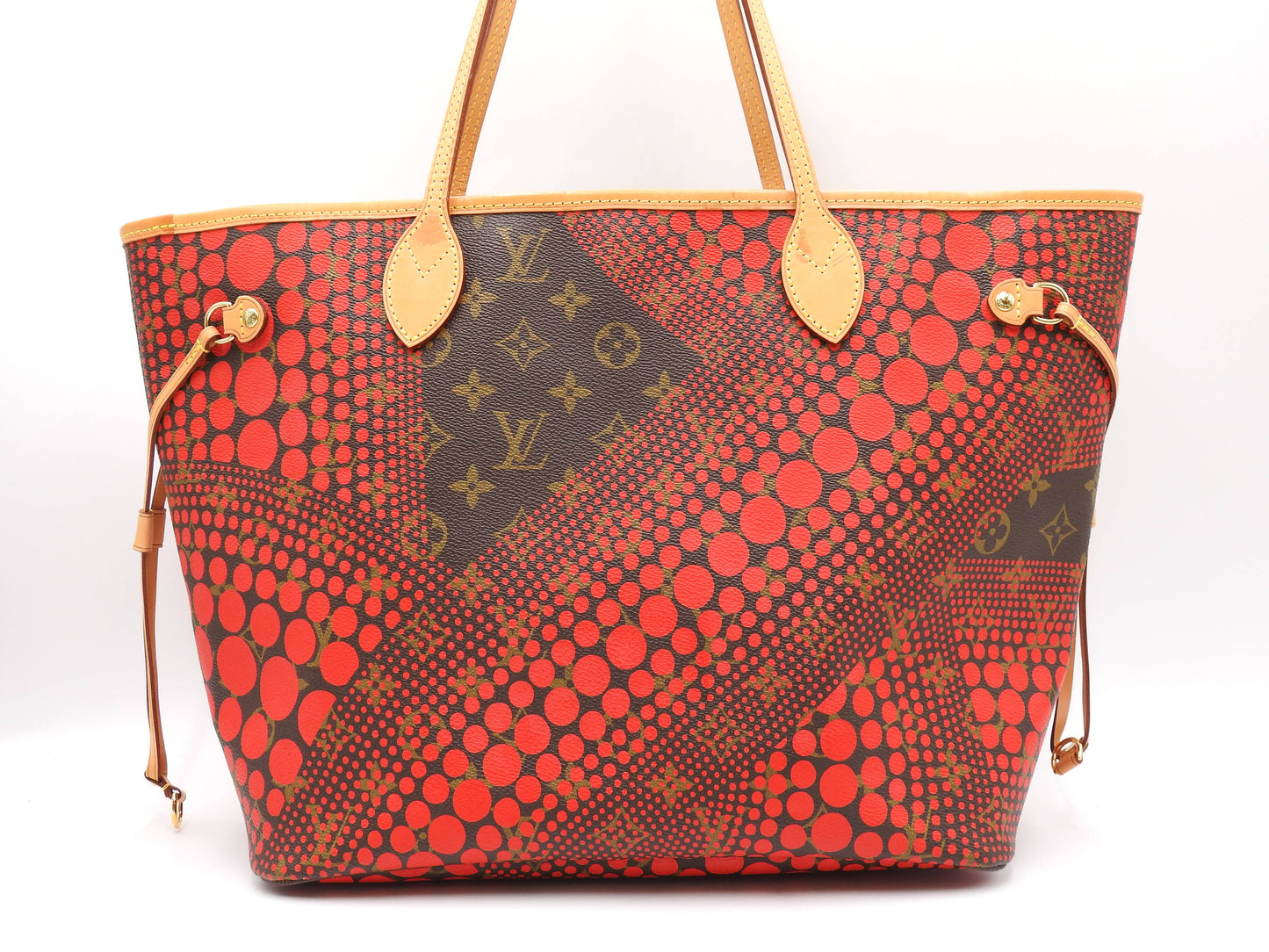 LOUIS VUITTON Monogram Wave Kusama Yayoi Neverfull MM Tote Bag Red M40686