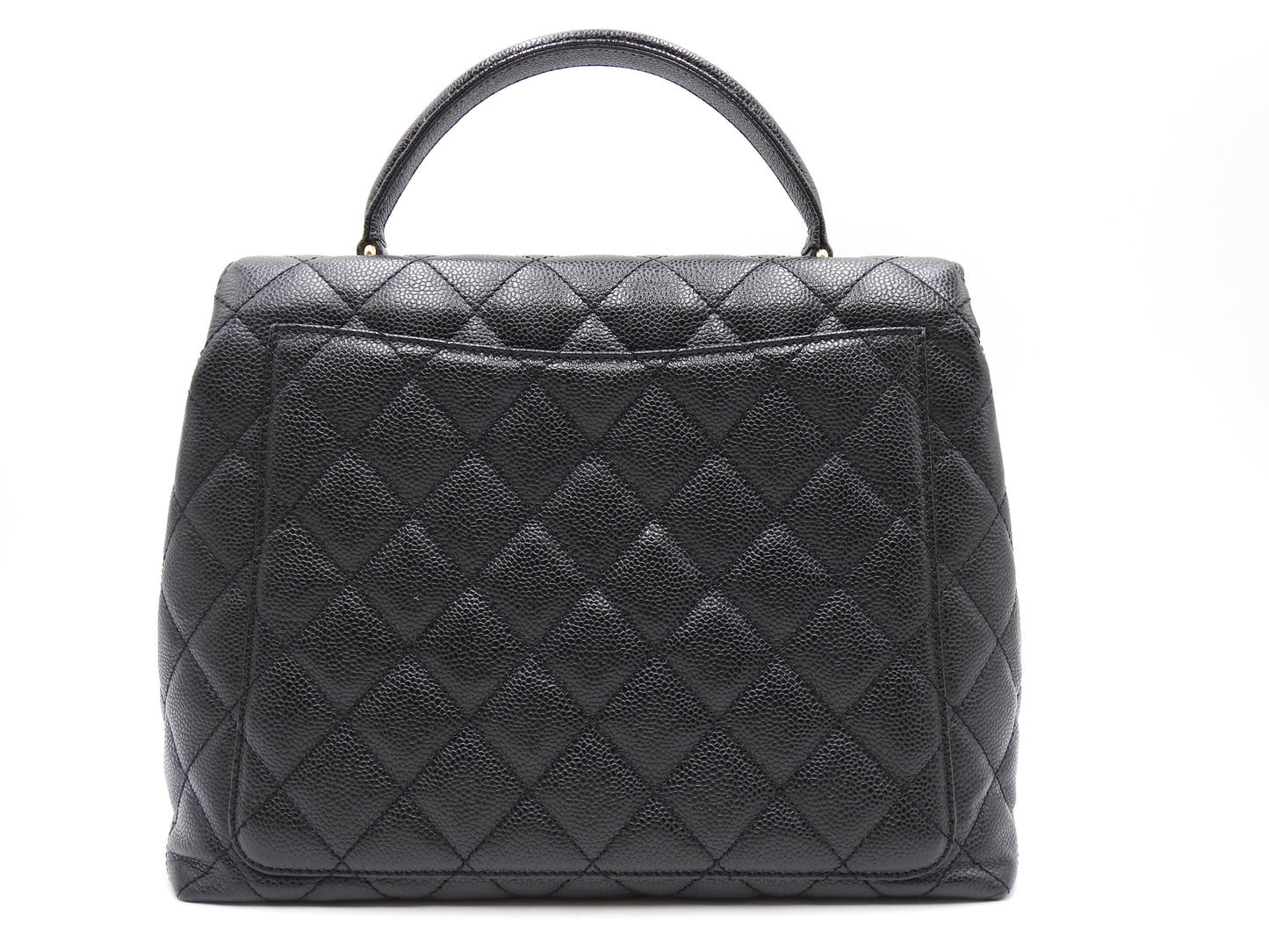 CHANEL CC Matelasse Kelly Top Handle Bag Caviarskin Leather Black A12397