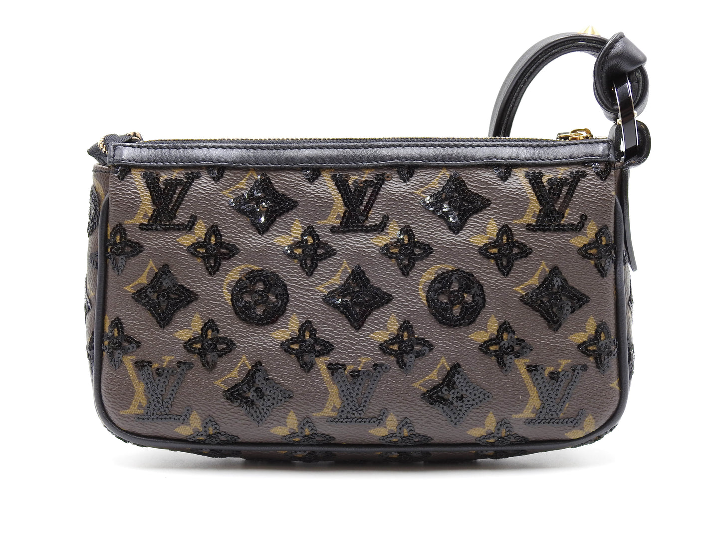 LOUIS VUITTON Monogram Eclipse Sequins Pochette Accessories Black M40247