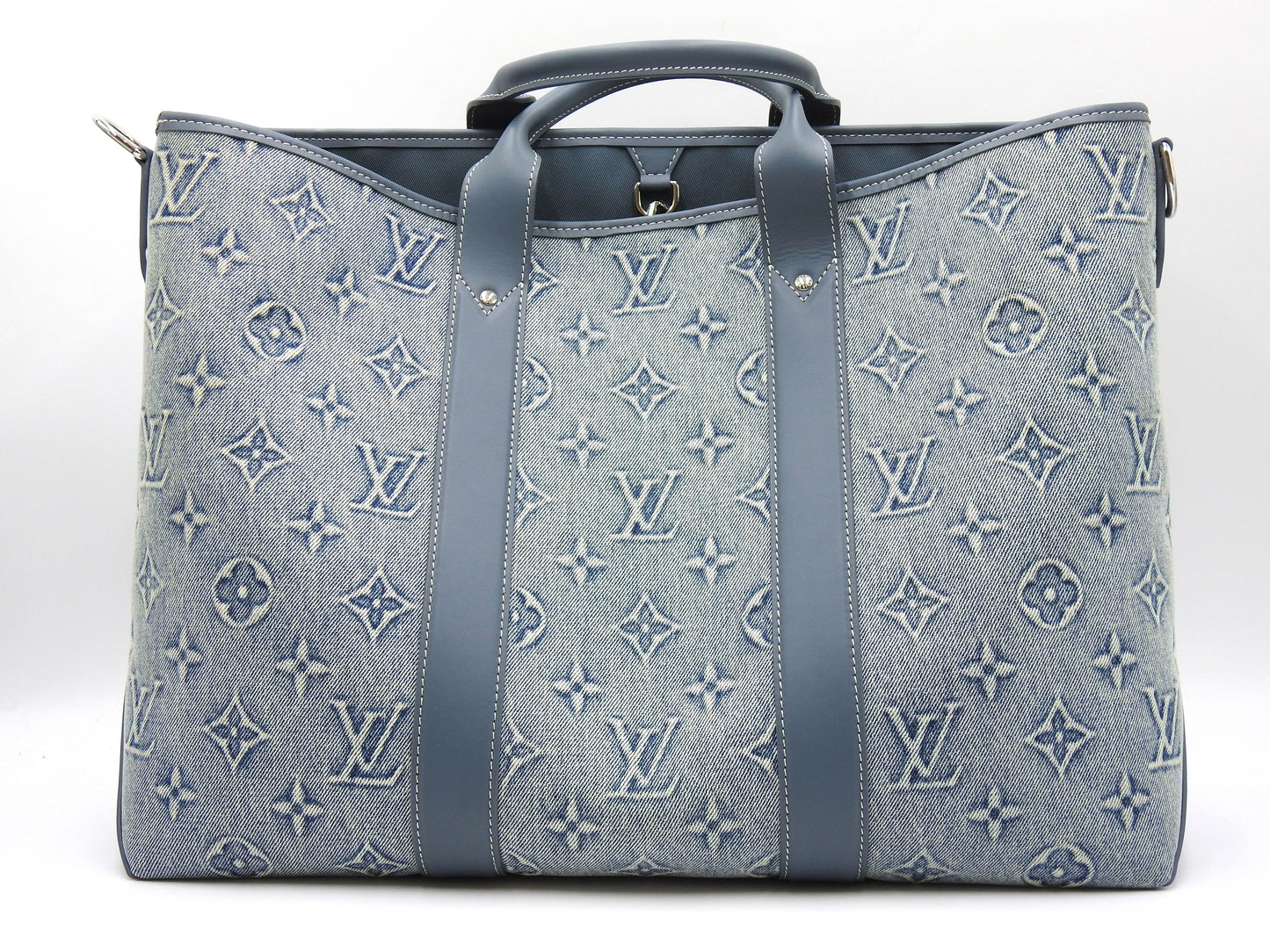 LOUIS VUITTON Monogram Denim Weekend NM Shoulder Tote Bag Canvas M22537
