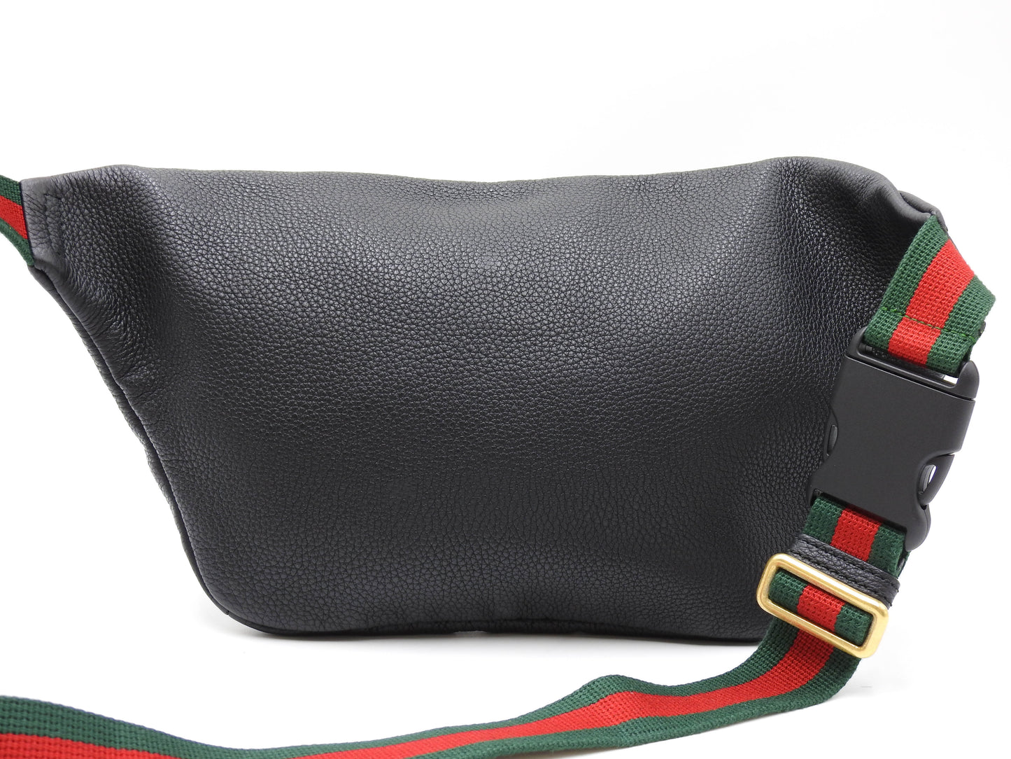 GUCCI Logo Print Web Sherry Waist Body Belt Bag Leather Black 530412