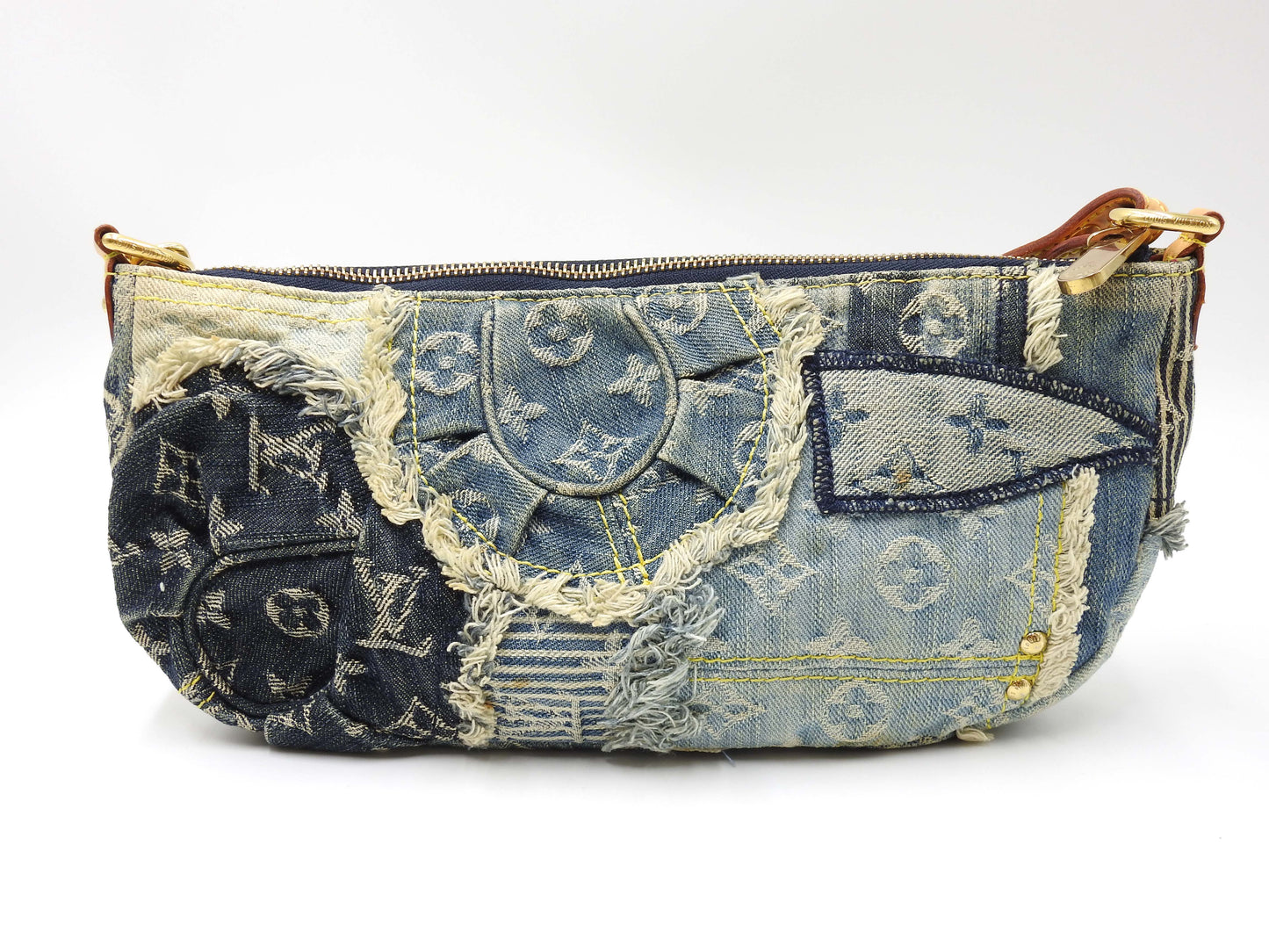 LOUIS VUITTON Pouchy Monogram Denim Patchwork Shoulder Bag M95382