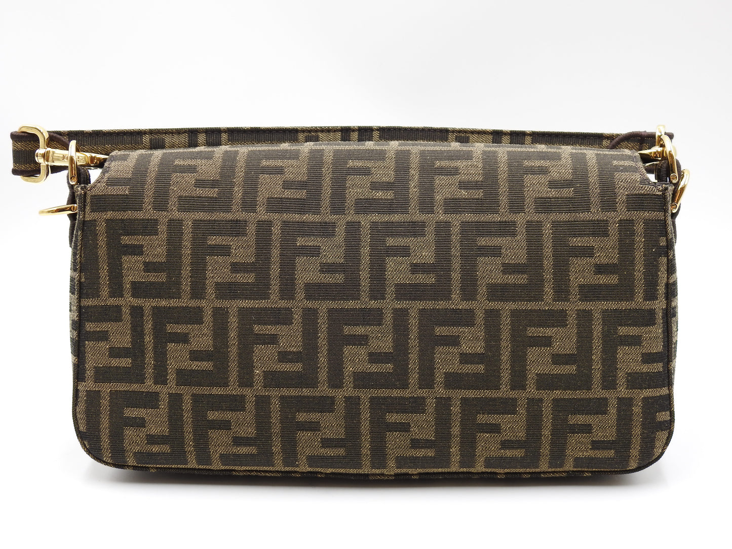 FENDI Multipocket Mamma Baguette Shoulder Hand Bag Zucca Khaki 8BR808