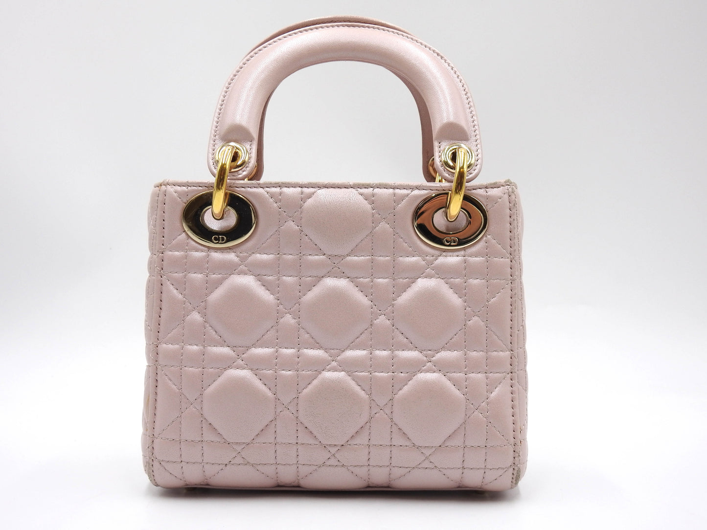 Christian Dior Lady Dior Mini Cannage Hand Shoulder Bag Lambskin Pink M0505