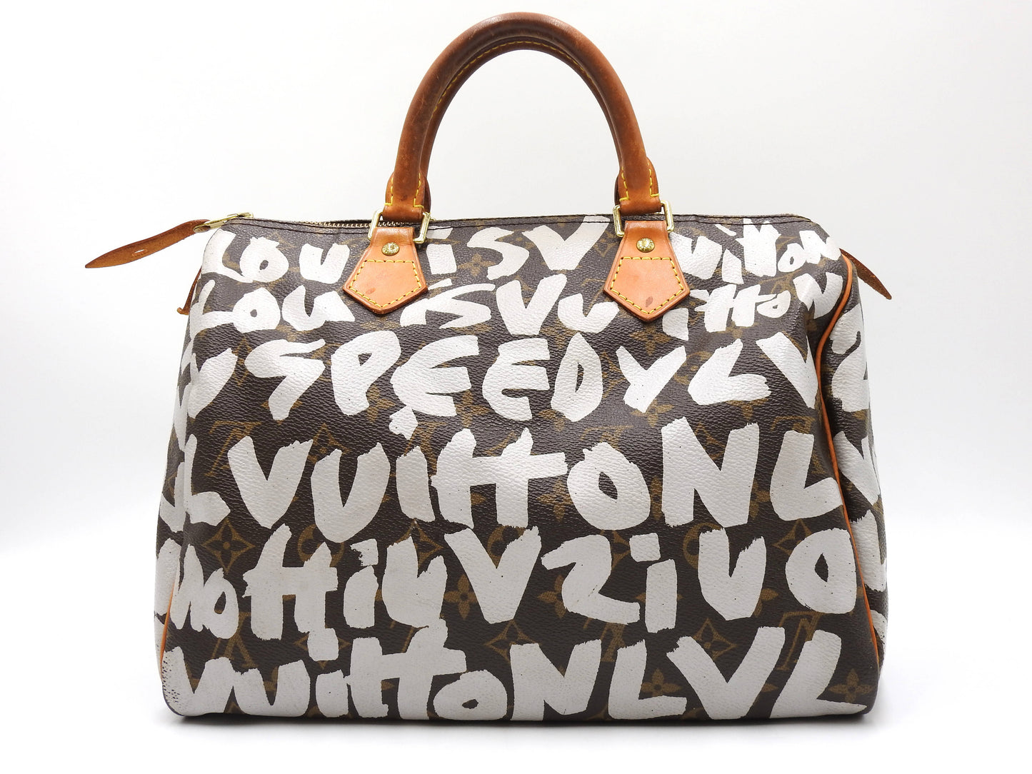 LOUIS VUITTON Monogram Graffiti Speedy 30 Hand Bag Boston Bag White M92195